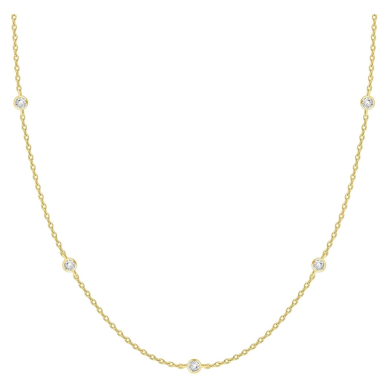 Collar de Estación PAVOI de Oro 14K con Zirconia Cubica 38.1 cm