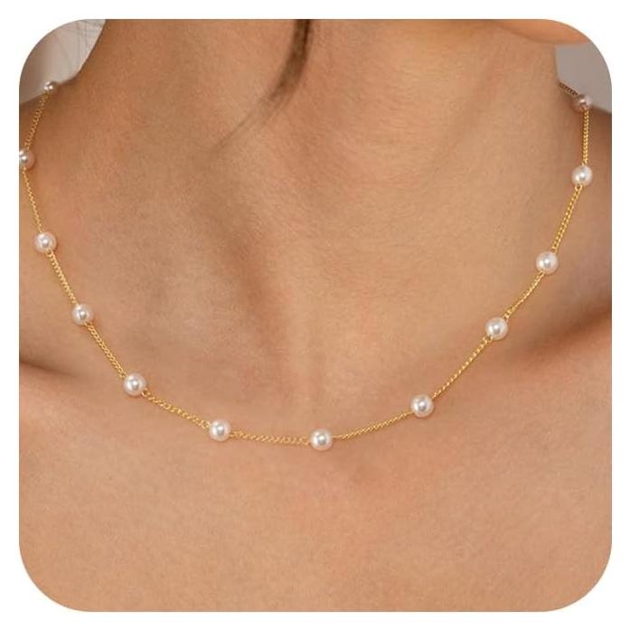 Collar de Perlas Dainty Sewyer Chapado en Oro 14K 39.88 cm