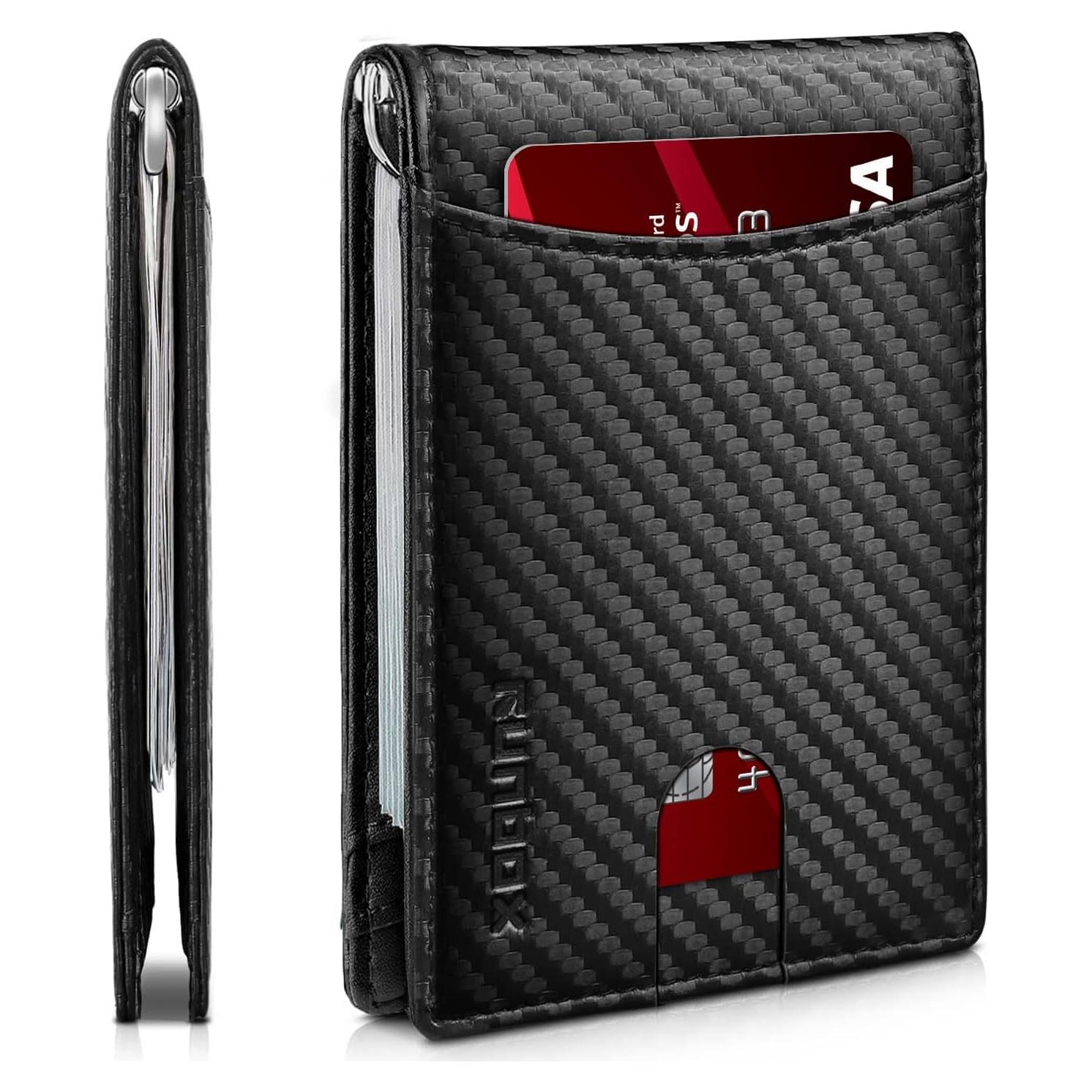 Billetera delgada RUNBOX de cuero con bloqueo RFID para hombres