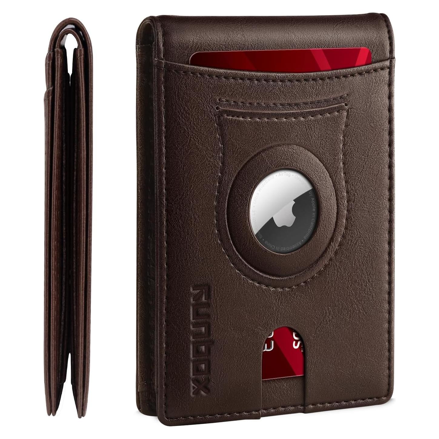 Cartera RUNBOX AirTag para Hombres Slim con Bloqueo RFID