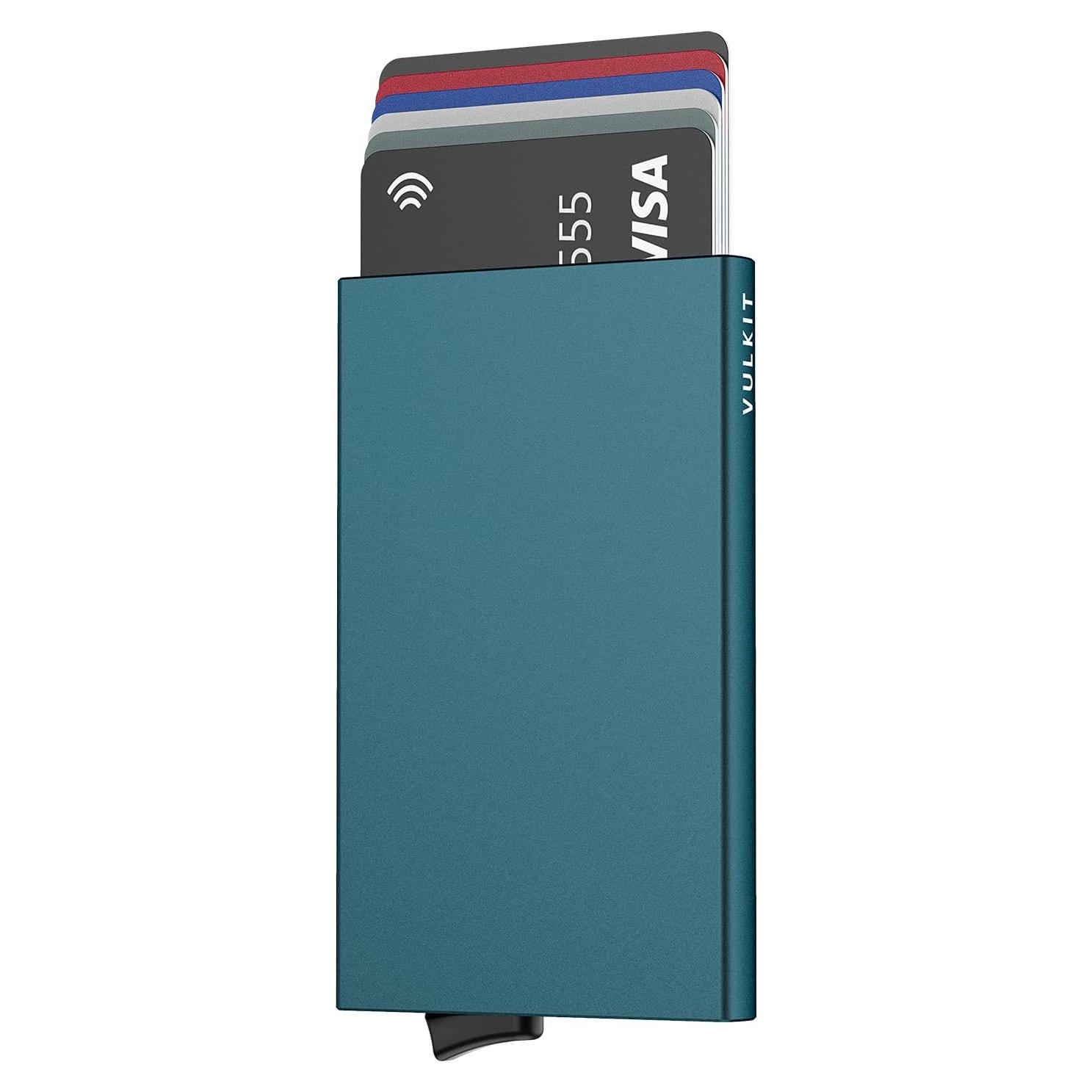 Cartera Minimalista VULKIT Verde Esmeralda con Bloqueo RFID