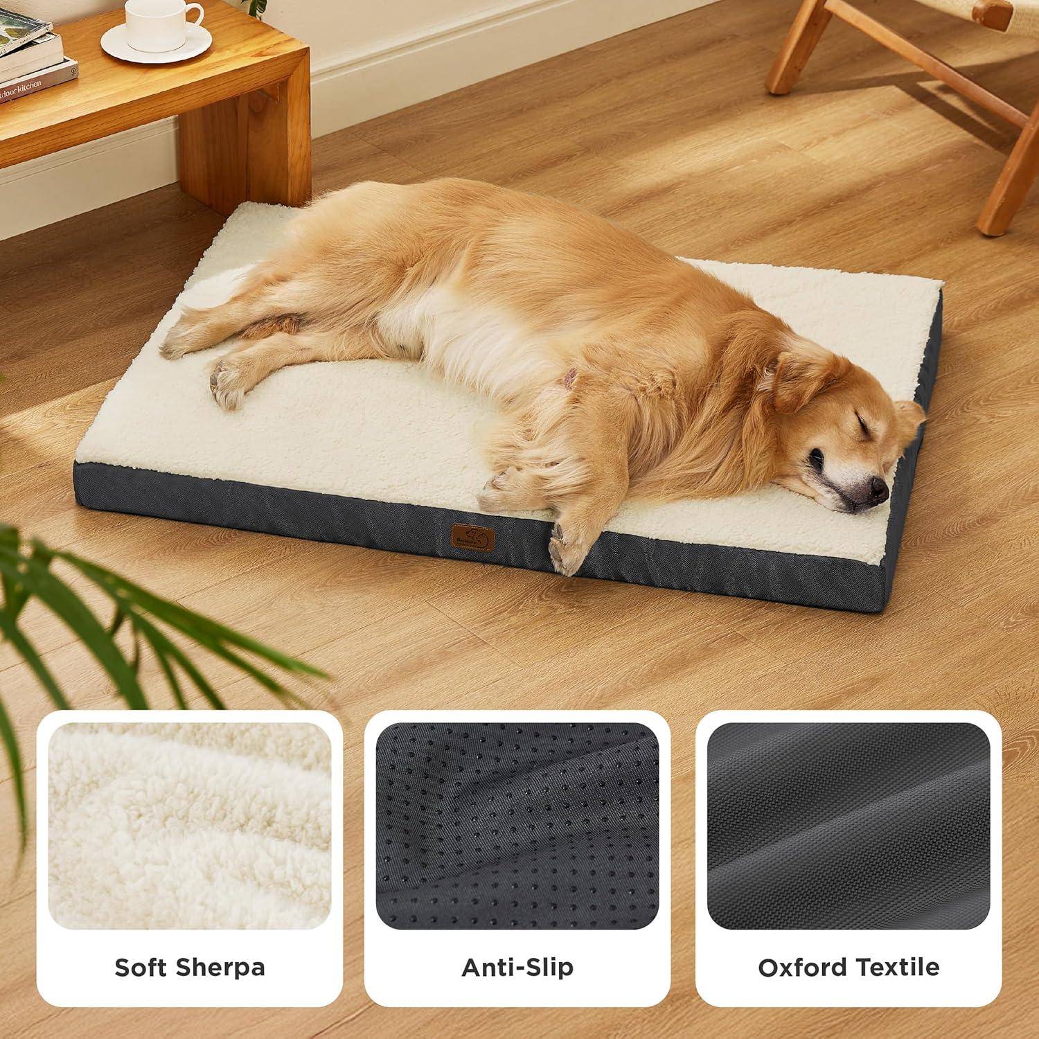 Cama para Perros XL Bedsure Ortopédica con Funda Lavable 111x81cm