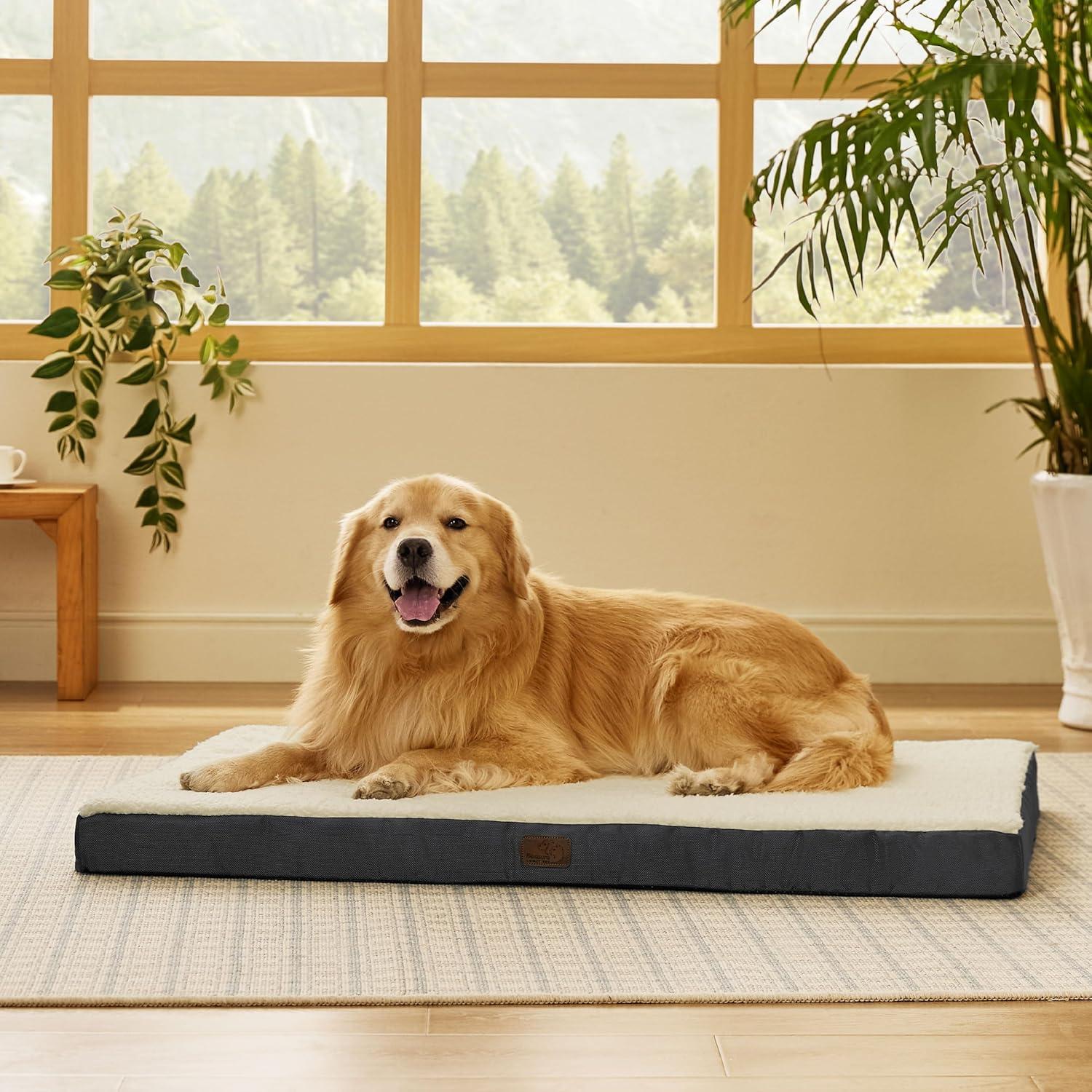 Cama para Perros XL Bedsure Ortopédica con Funda Lavable 111x81cm