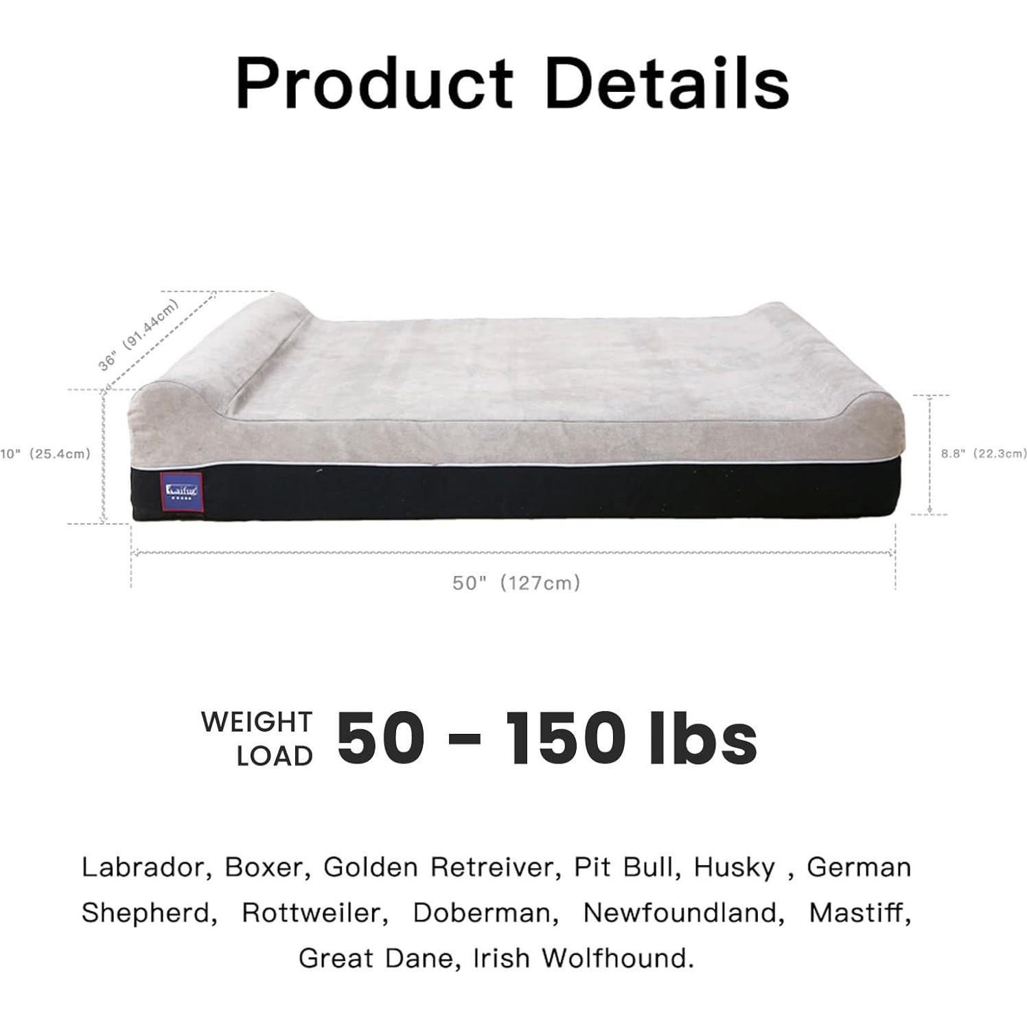 Cama para Perros Extra Grande Laifug 127x91cm Espuma Ortopédica