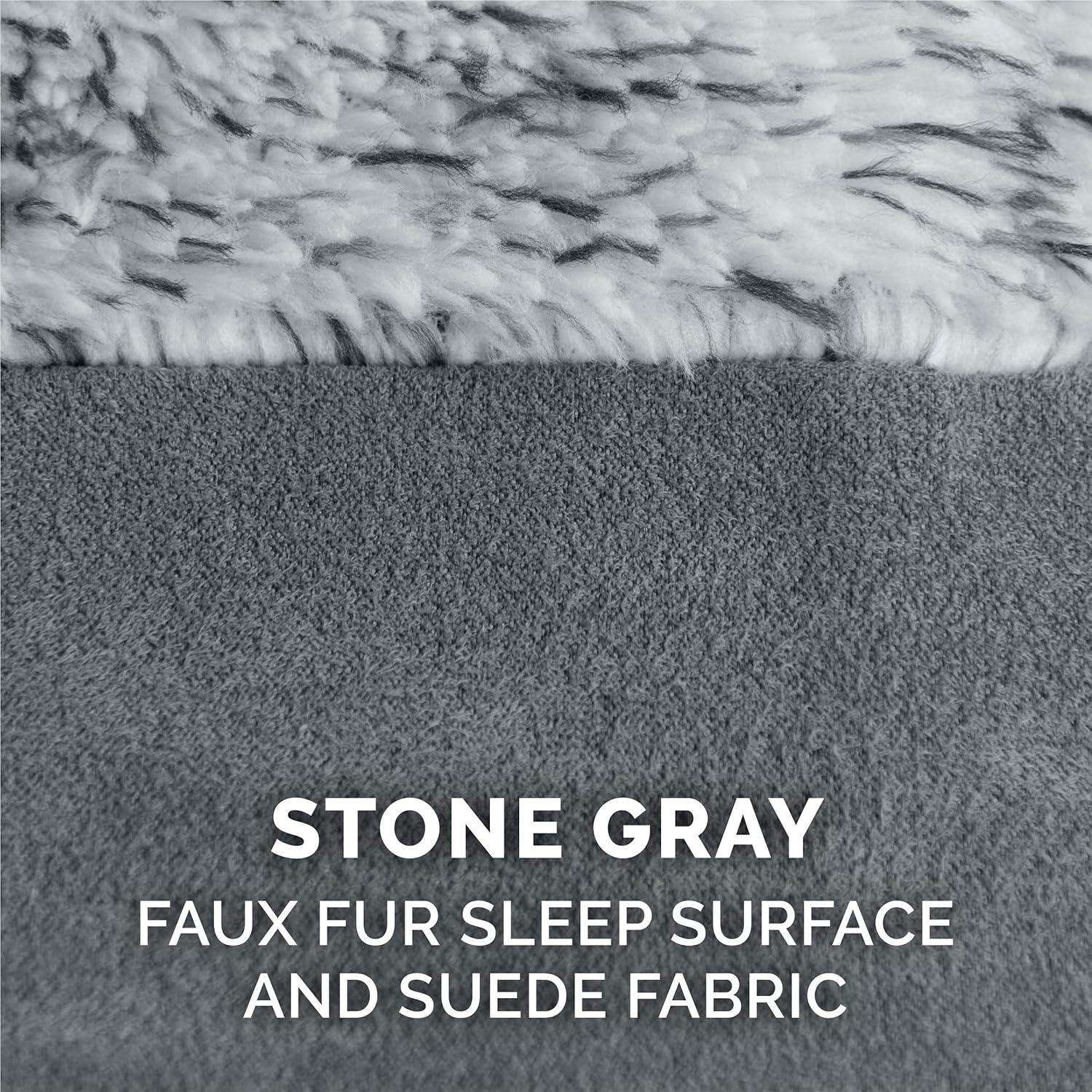 Cama ortopédica para perros Furhaven Jumbo en forma de L - Gris piedra