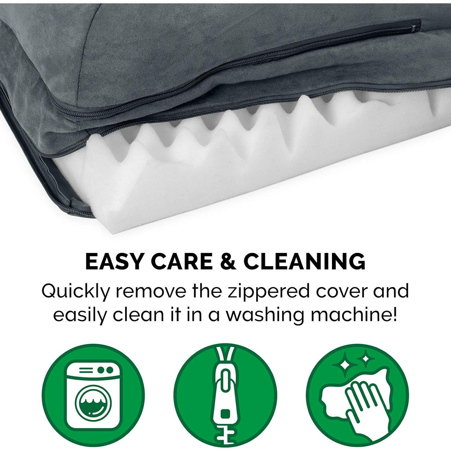 Cama ortopédica para perros Furhaven Jumbo en forma de L - Gris piedra