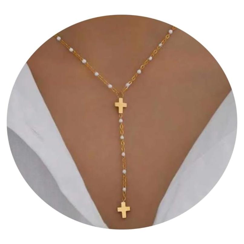Collar Lariat en Y Kyazeo Oro 18K Acero Inoxidable Ajustable
