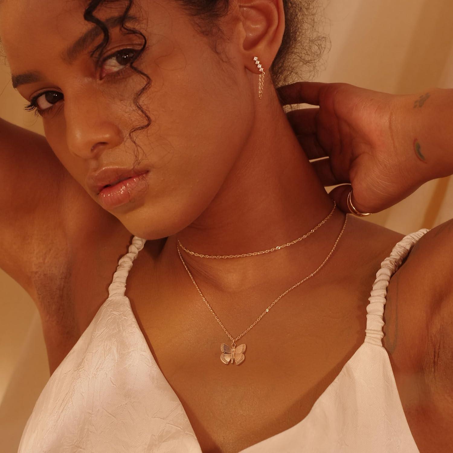 Collar Fettero Gold Mariposa 14K Ajustable 45.72-50.8 cm