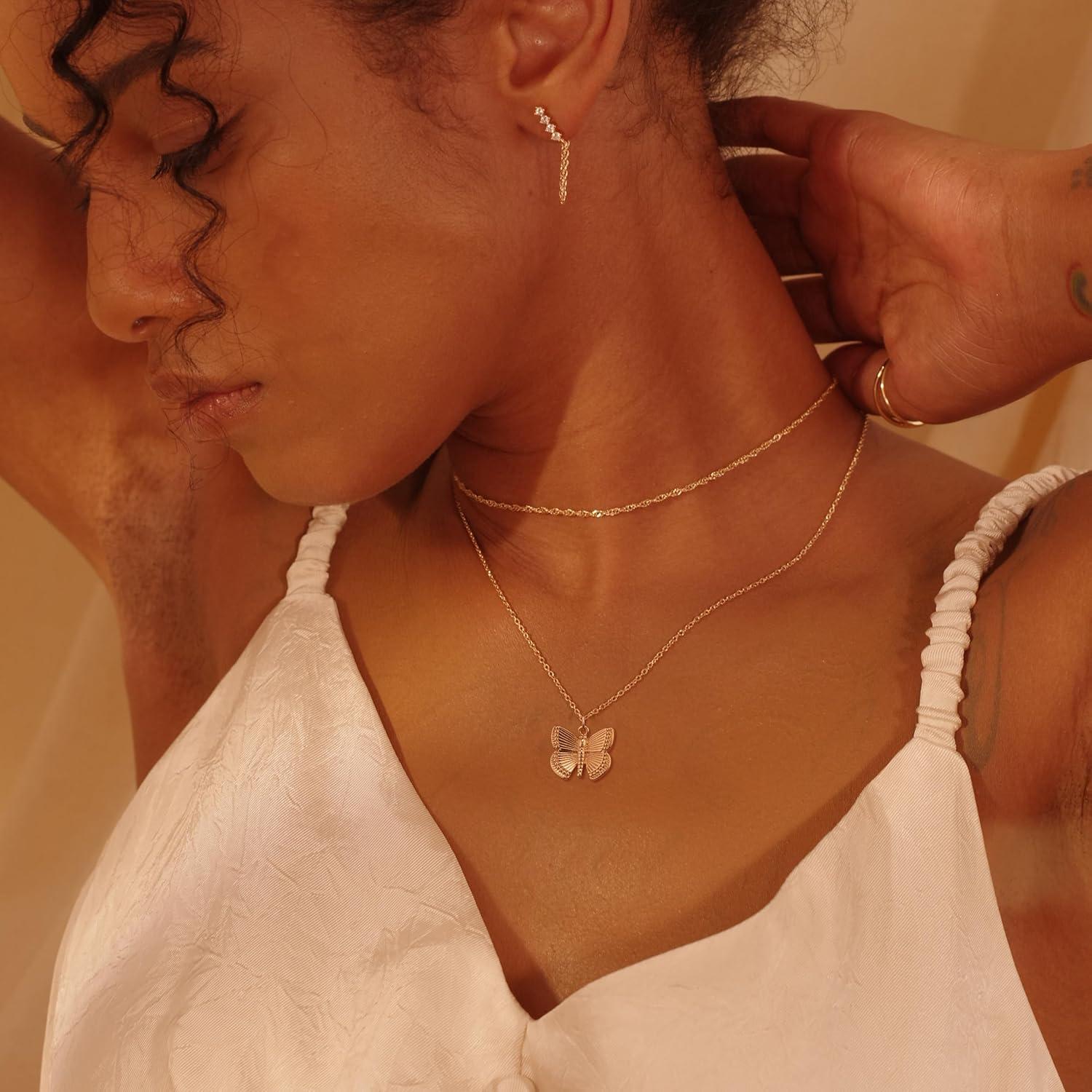 Collar Fettero Gold Mariposa 14K Ajustable 45.72-50.8 cm