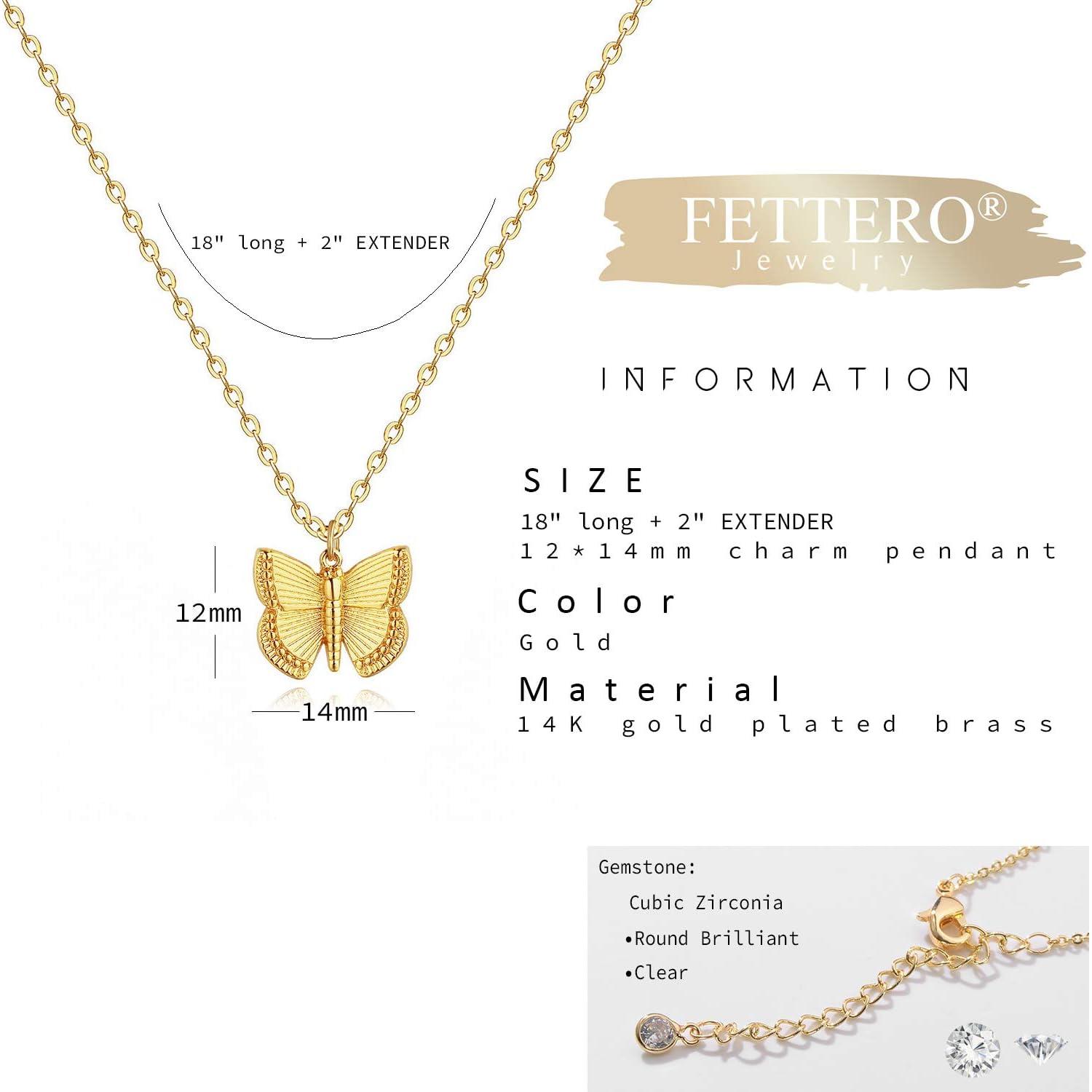 Collar Fettero Gold Mariposa 14K Ajustable 45.72-50.8 cm