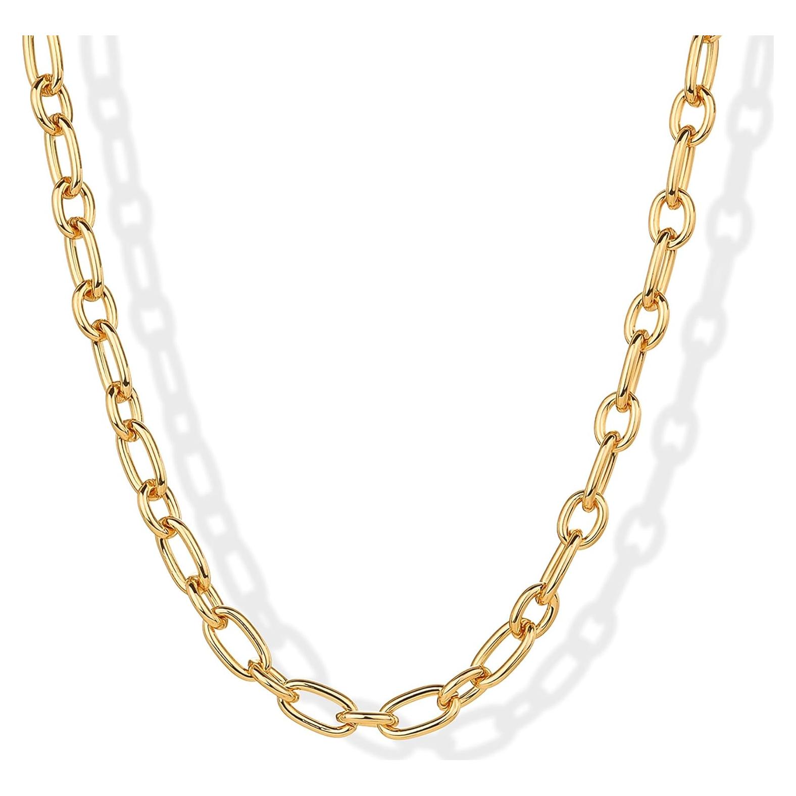 Collar Choker Cadena Gruesa Oro 14K Hipoalergénico 40.64 cm