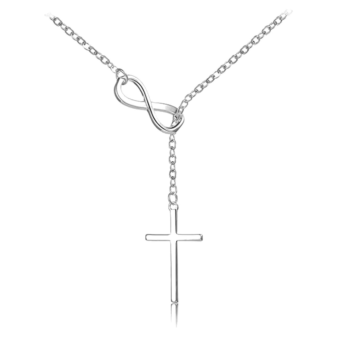 Collar Cruz Minimalista Oro 14K para Mujeres 40.64 cm