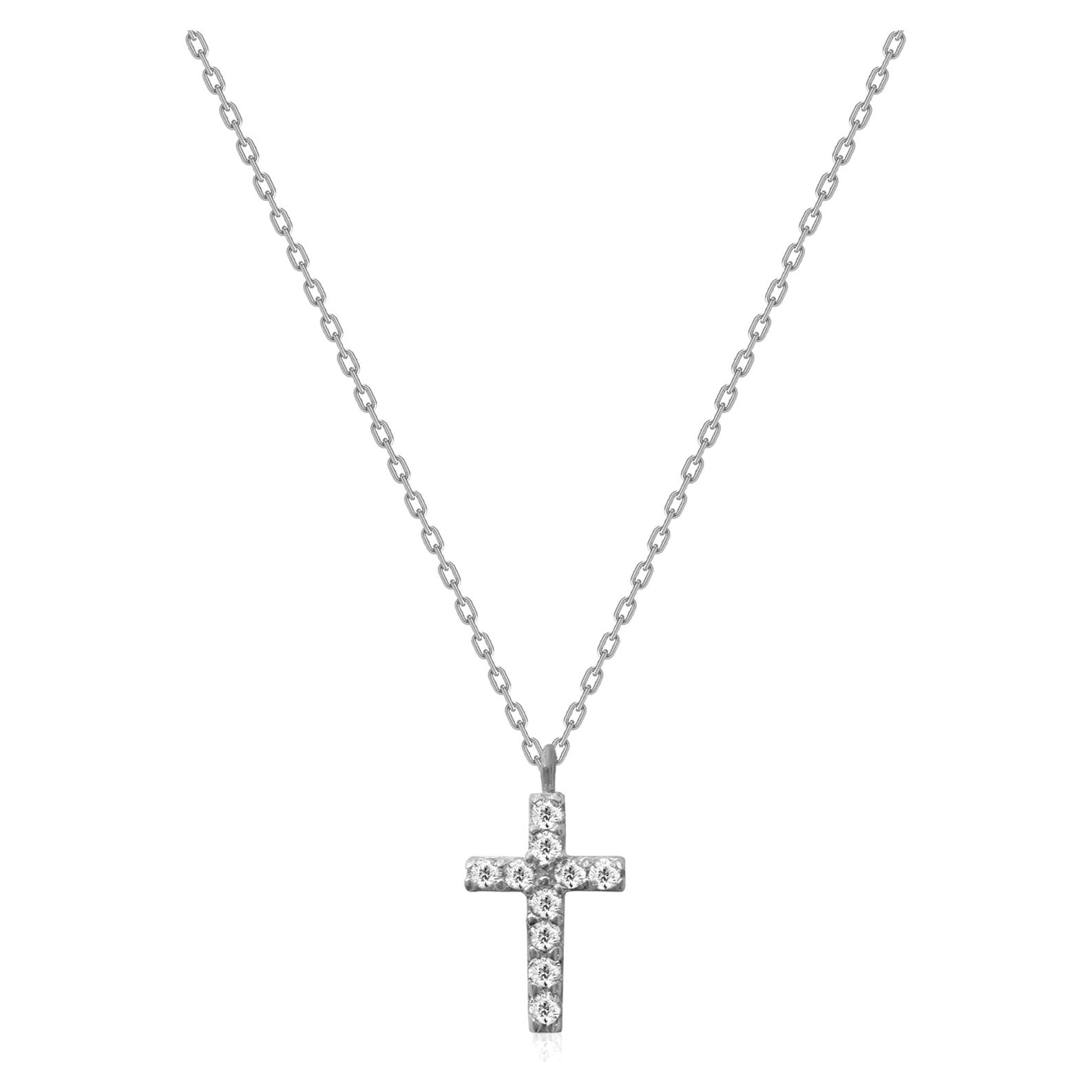 Collar de Cruz Plata Esterlina 925 para Mujeres 40-50 cm