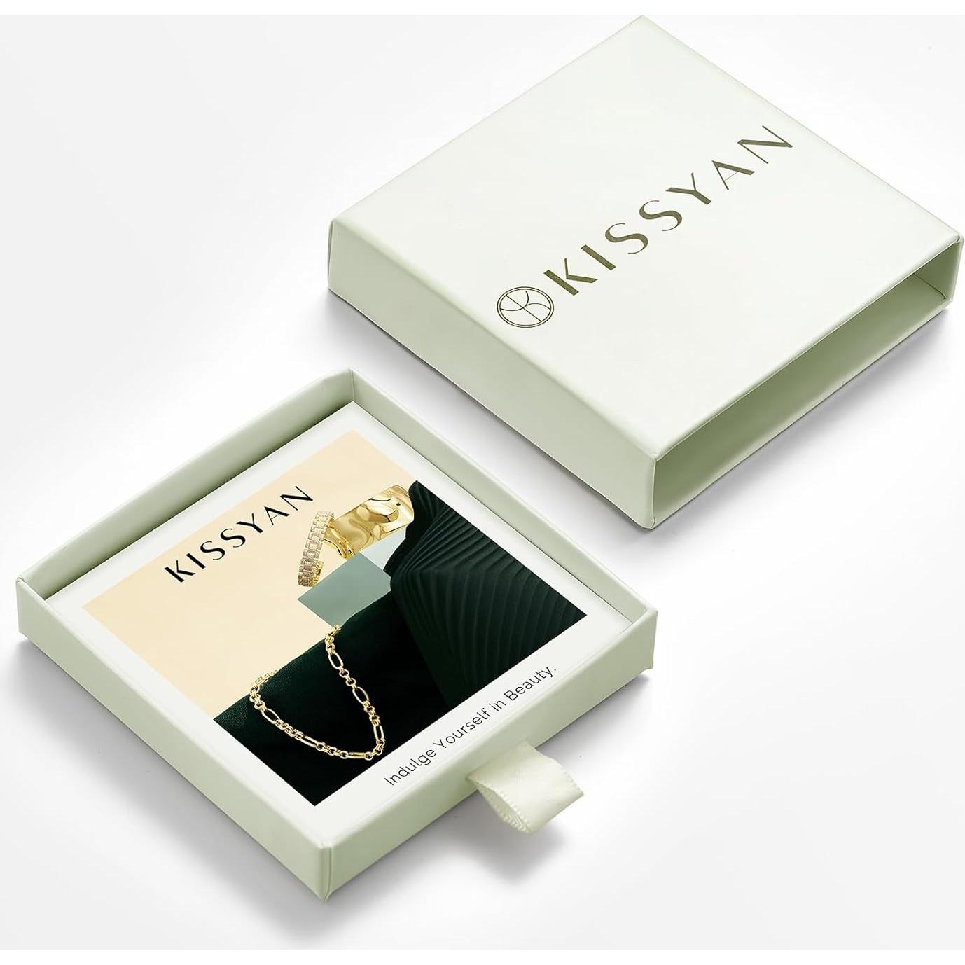 Collar Inicial KissYan Oro 14K con Cadena Figaro 50cm