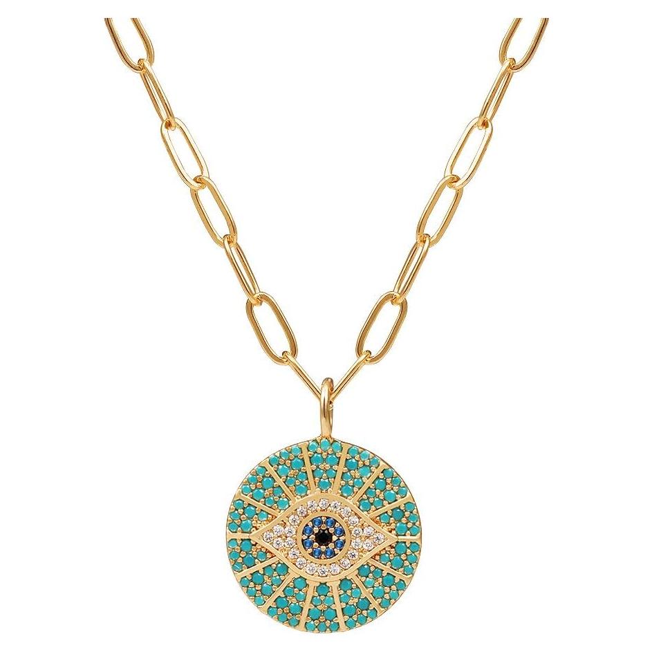 Collar Ojo Maligno Baño de Oro 14K OBIDOS 45.72 cm