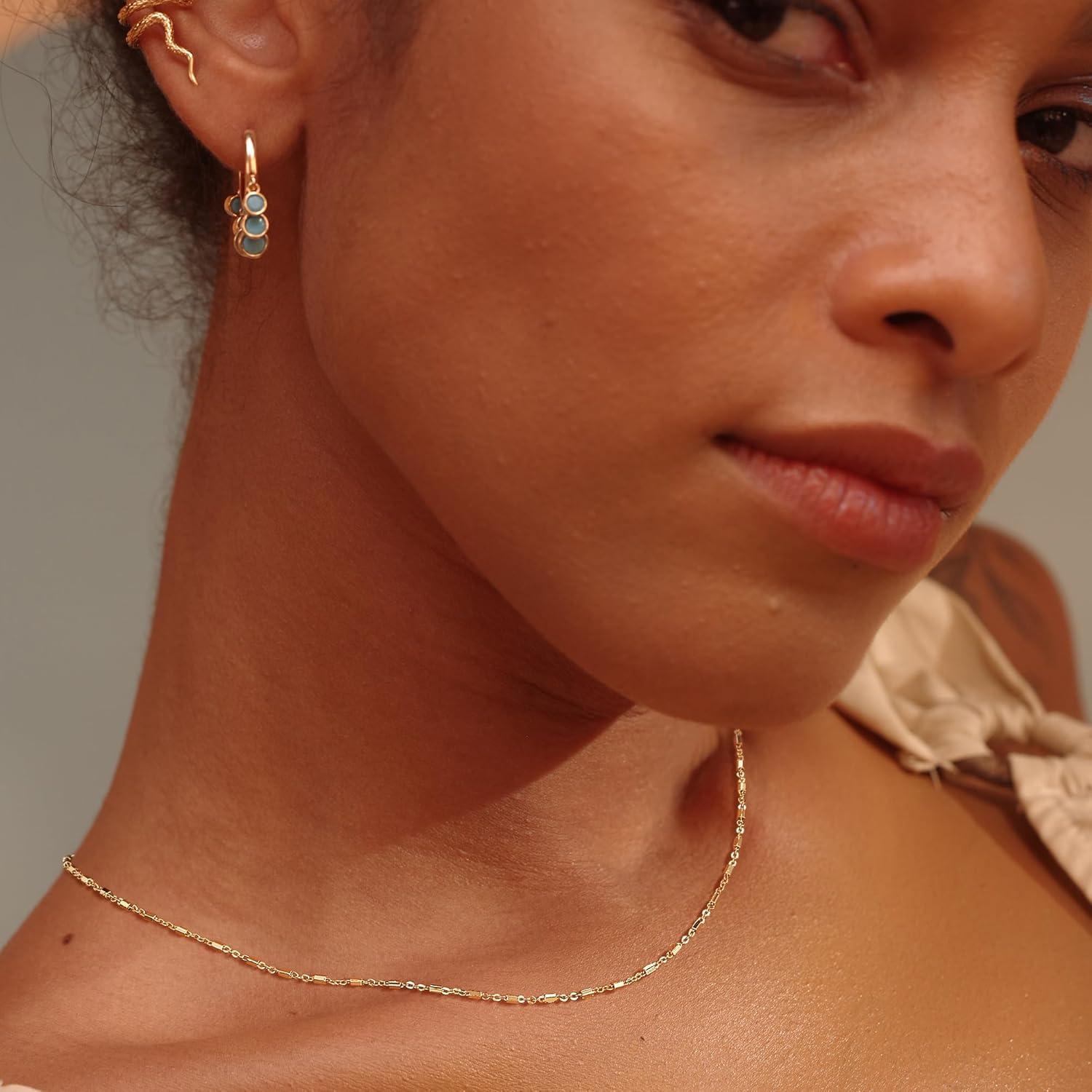 Collar Choker Fettero Chapado en Oro 14K Cadena de Eslabones