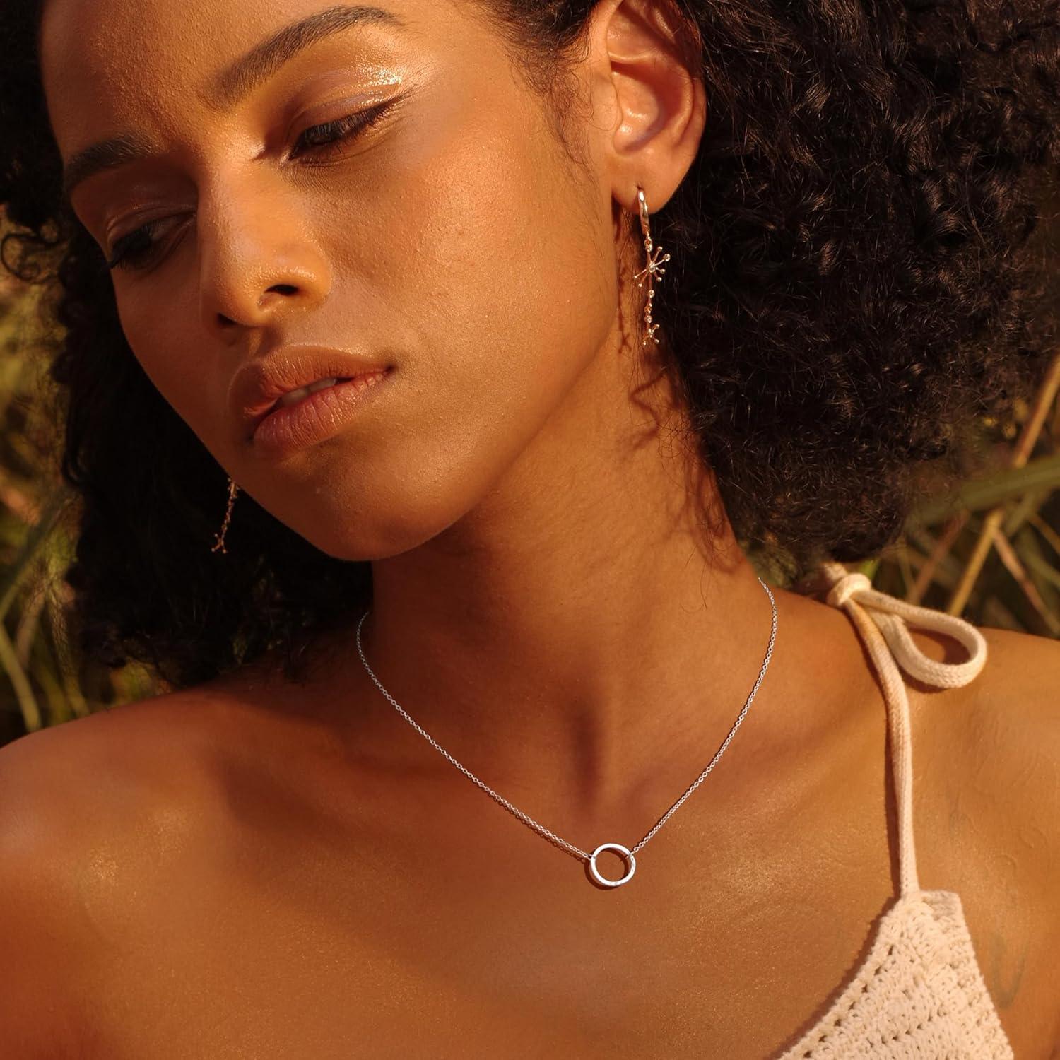 Collar Choker Fettero Dorado 14K Luna Nueva 43 cm Ajustable