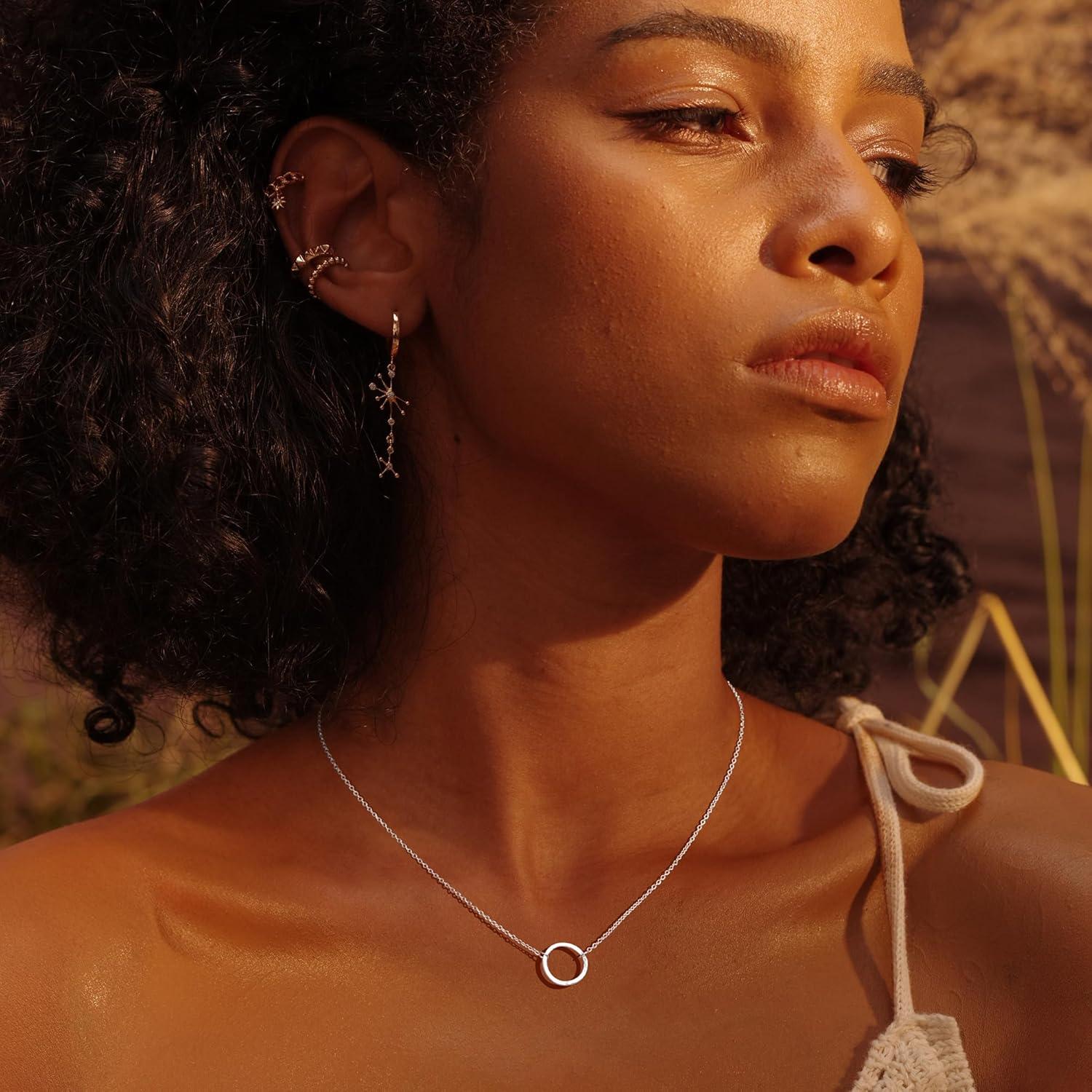 Collar Choker Fettero Dorado 14K Luna Nueva 43 cm Ajustable