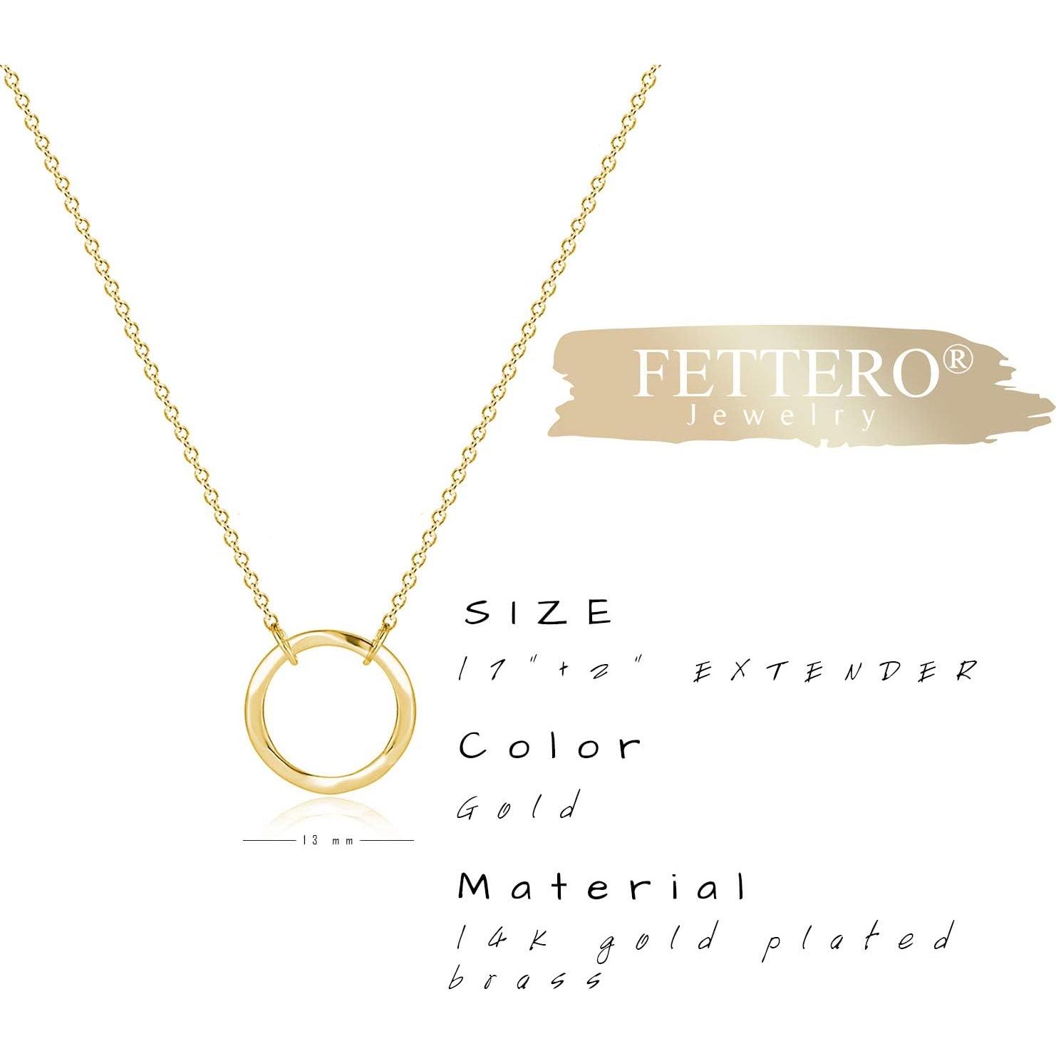 Collar Choker Fettero Dorado 14K Luna Nueva 43 cm Ajustable