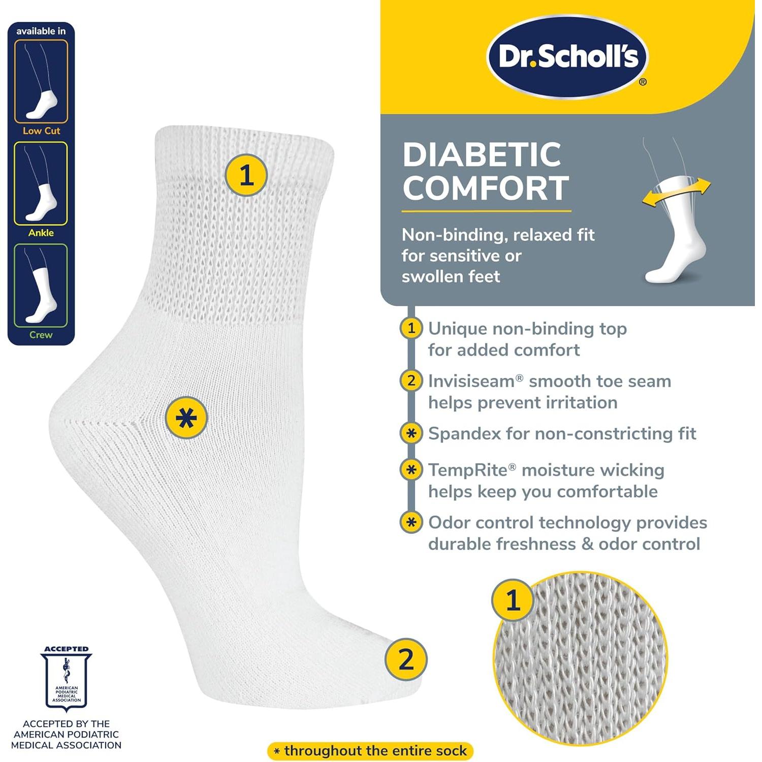 Calcetines para Mujeres Dr. Scholl's Diabetes y Circulación 4 Pares