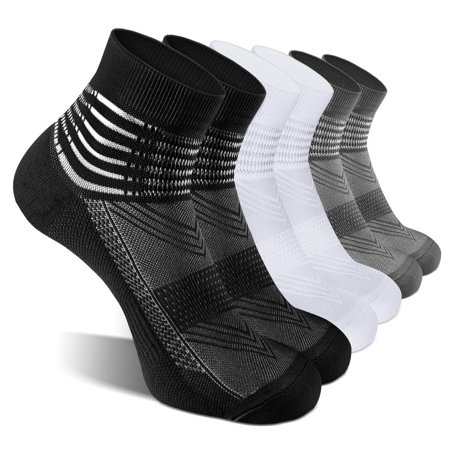 Calcetines de Compresión IRAMY para Tobillo - 3 Pares - Negro/Blanco/Gris