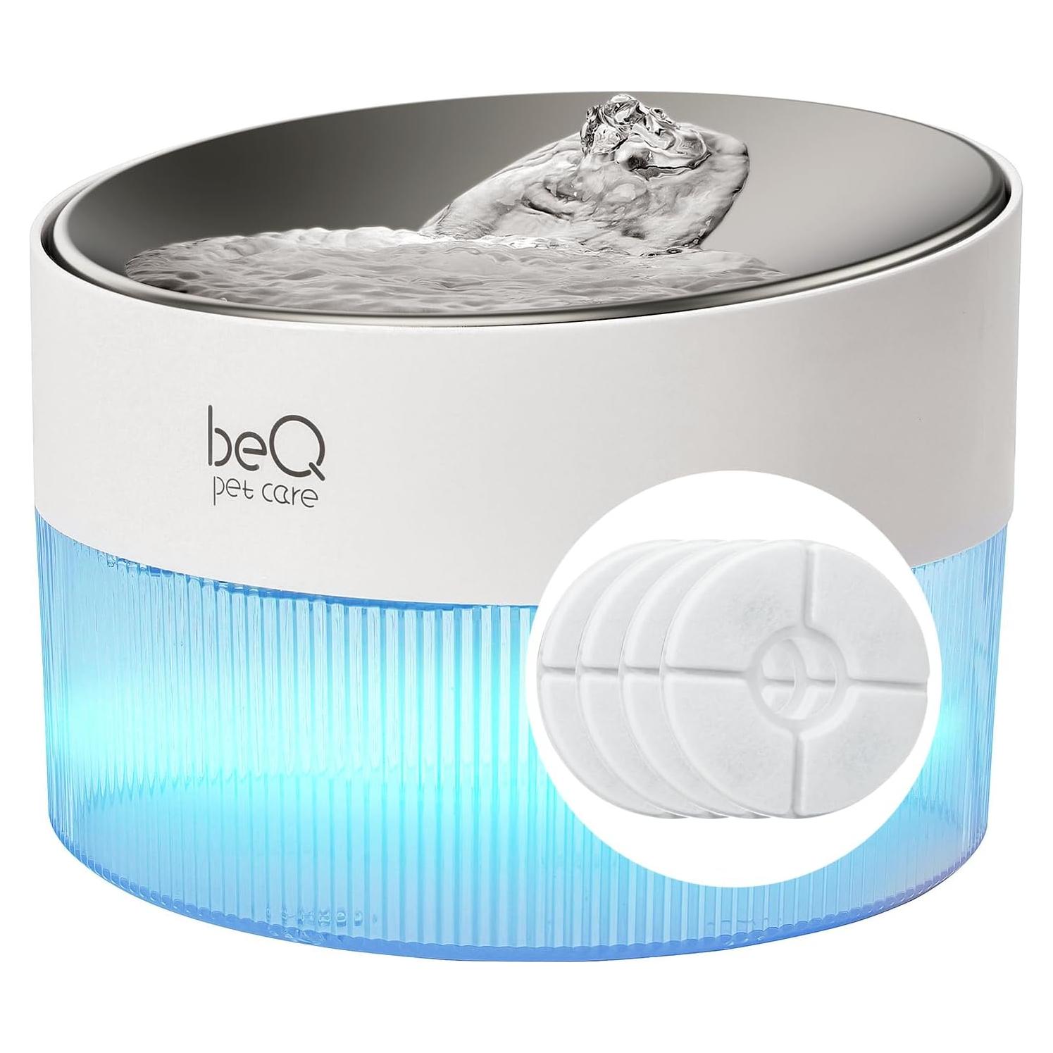 Fuente de Agua Automática para Gatos beQ 2.5L Acero Inoxidable