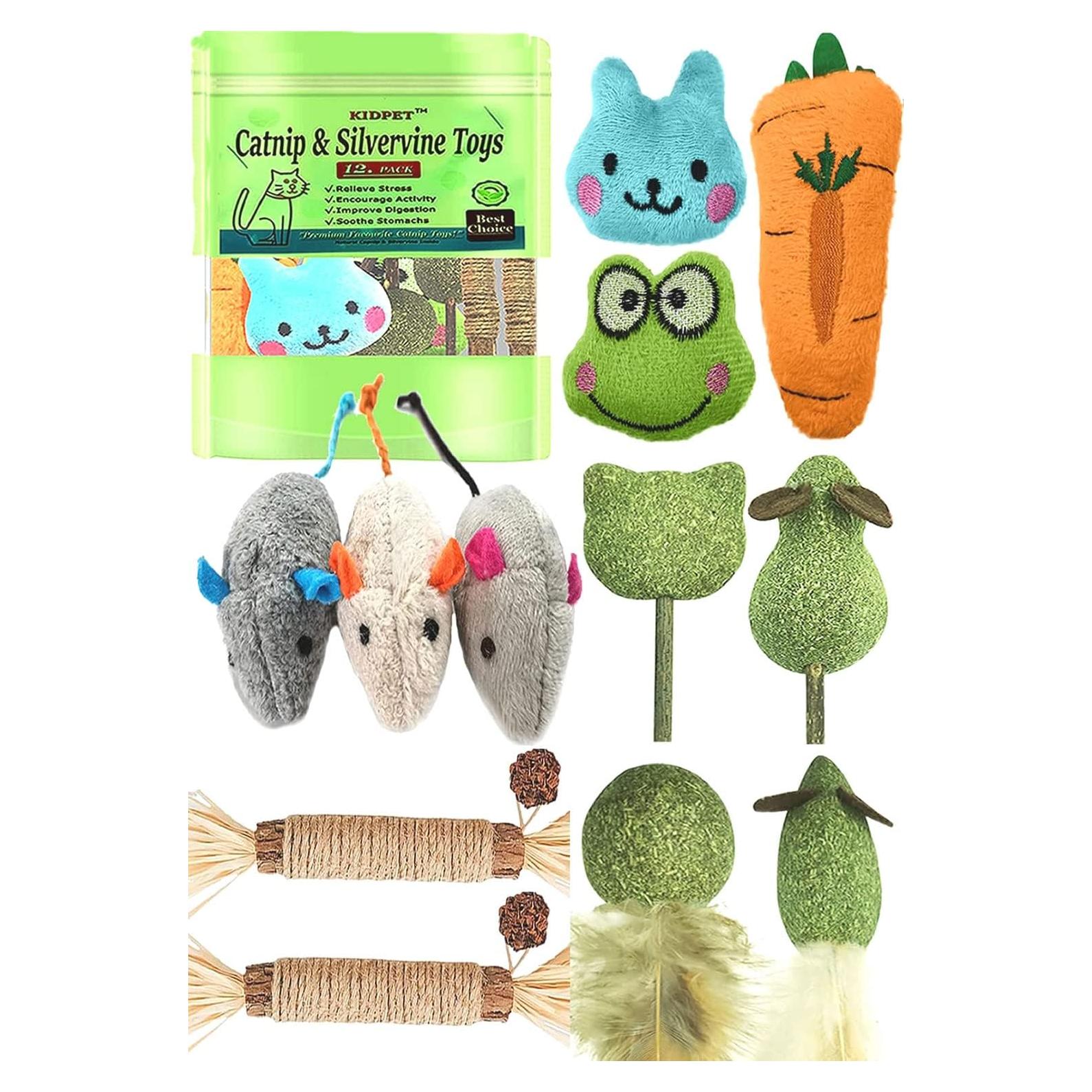 Paquete de 12 Juguetes de Hierba Gatera Kidpet - Orgánicos y Seguros