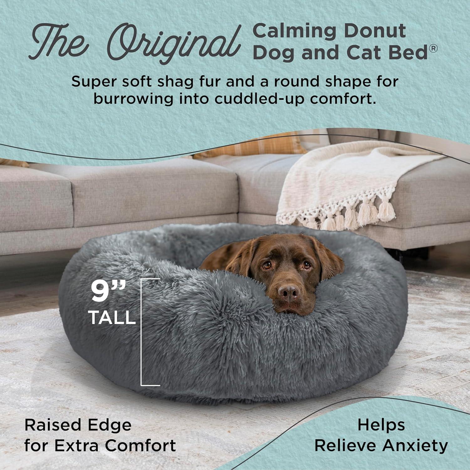 Cama Donut Calmante para Perros y Gatos Mejores Amigos 91cm Gris