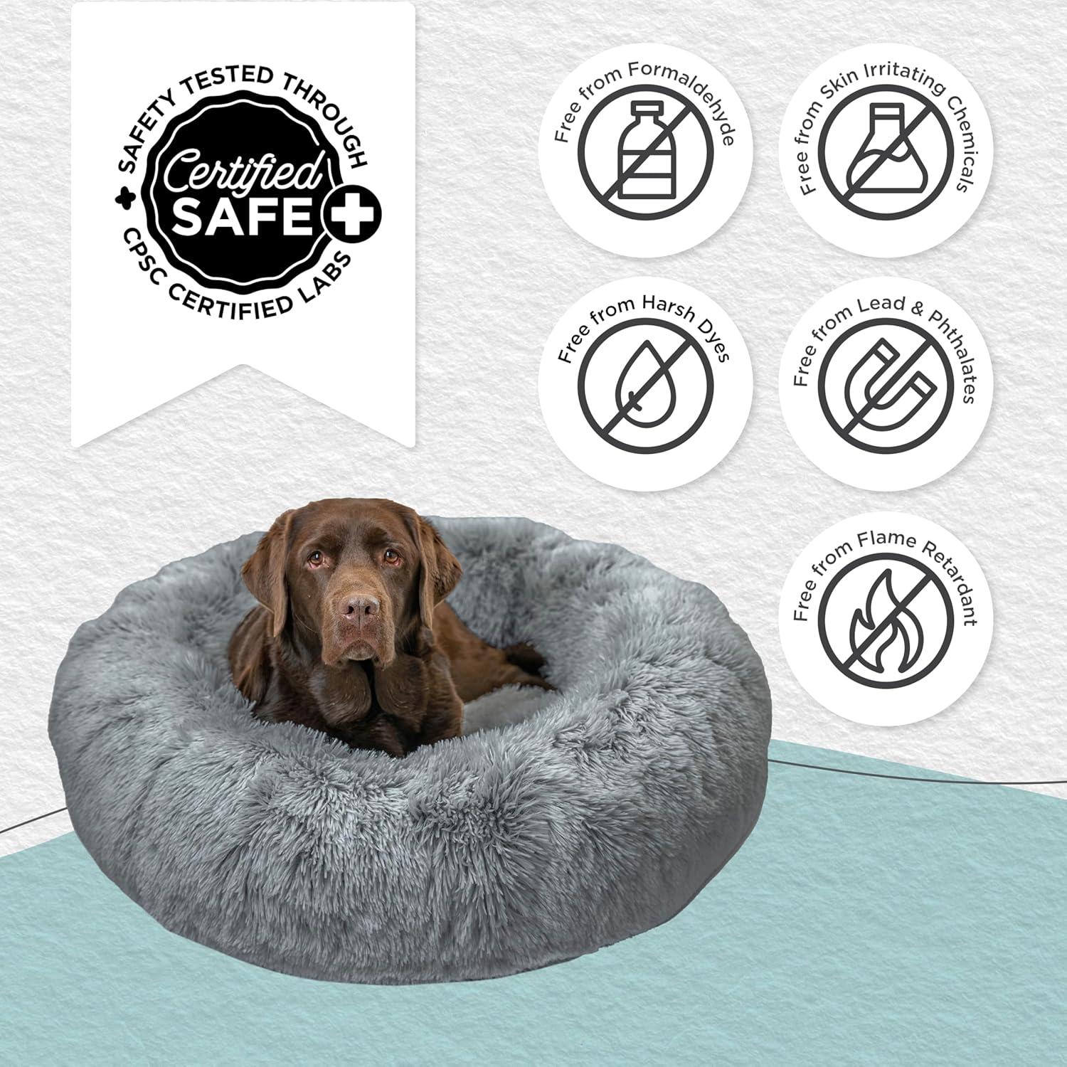 Cama Donut Calmante para Perros y Gatos Mejores Amigos 91cm Gris