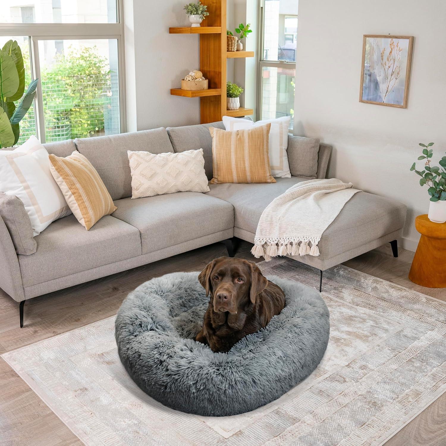 Cama Donut Calmante para Perros y Gatos Mejores Amigos 91cm Gris