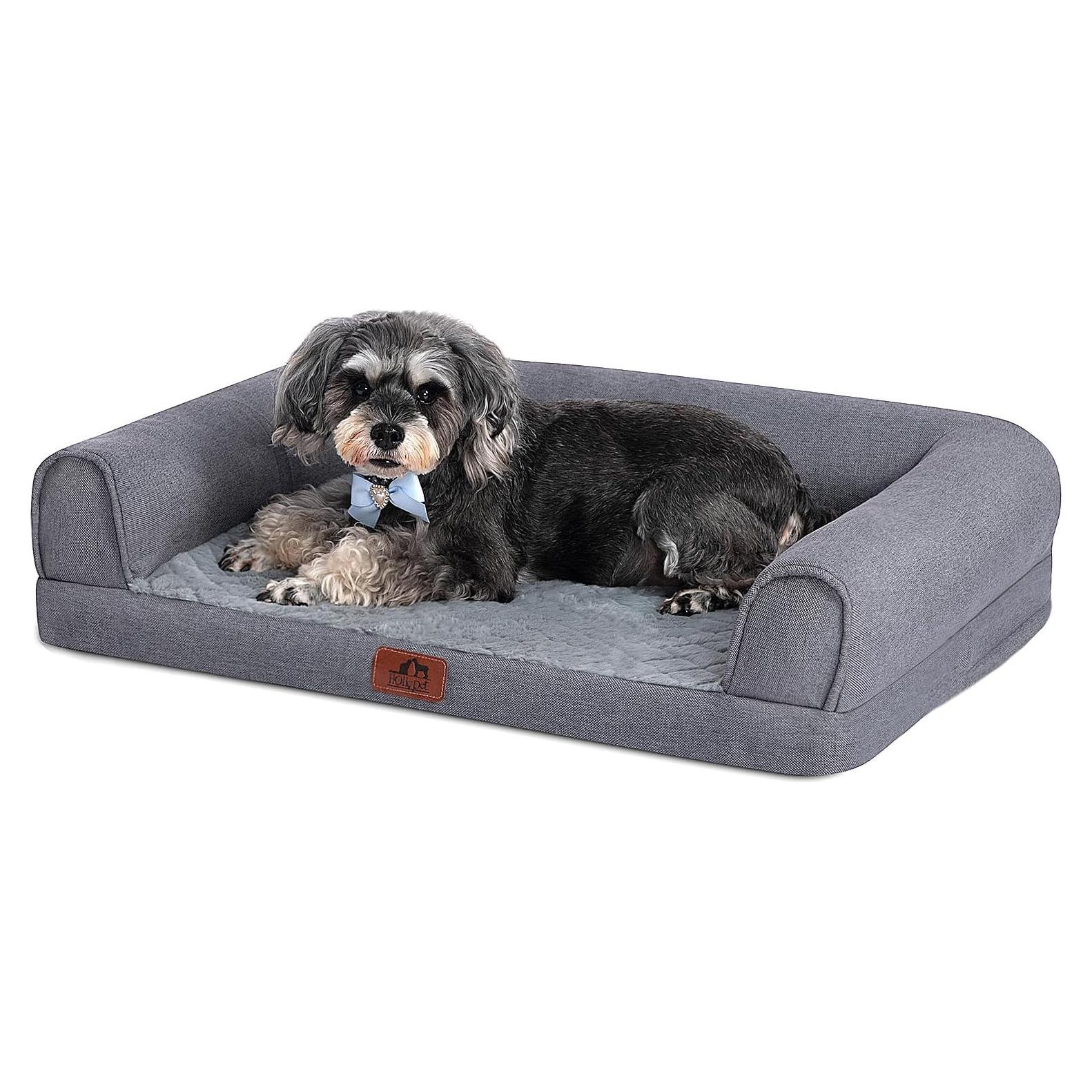 Cama ortopédica para perros Hollypet M - Espuma, impermeable, gris