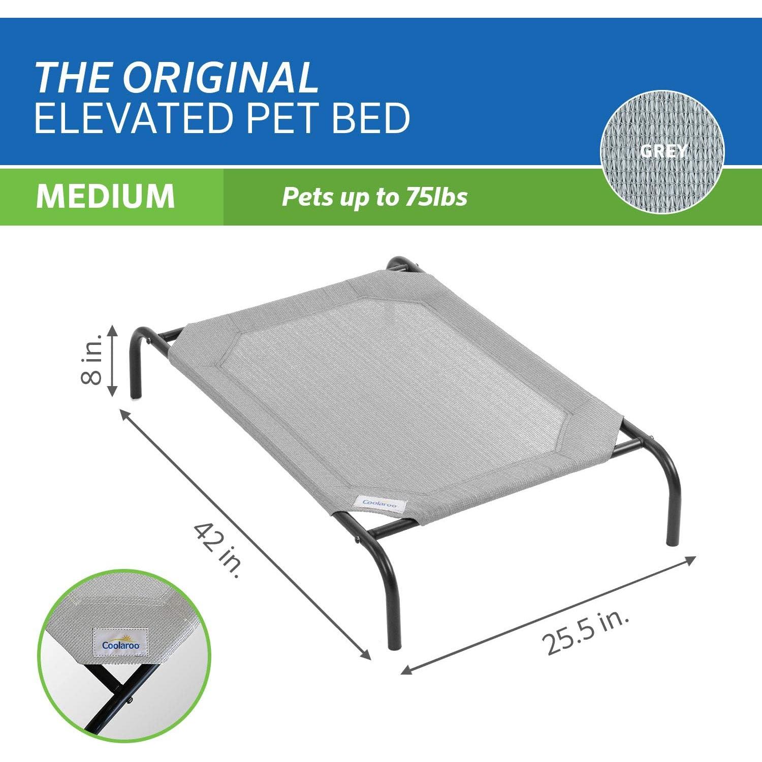 Cama Elevada para Perros Coolaroo Mediana Gris - Transpirable y Resistente a la Humedad