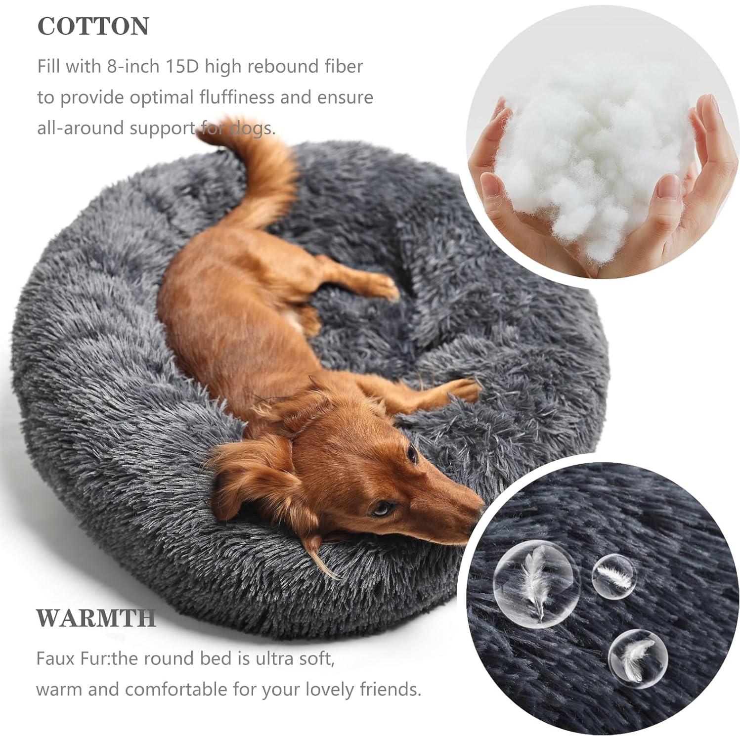 Cama Redonda Calmante para Perros Medianos 76.2 cm Gris Oscuro