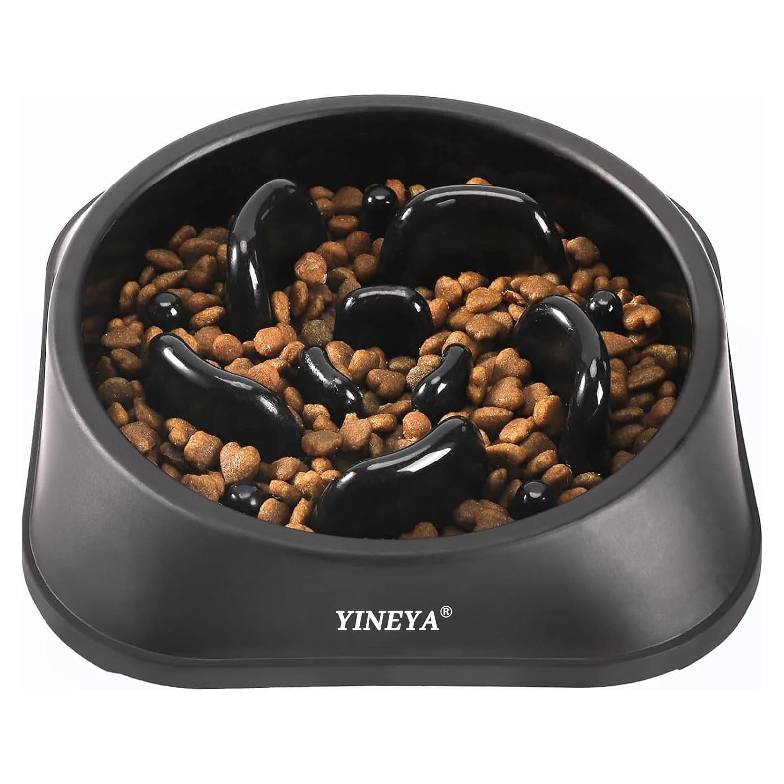 Cuenco de Alimentación Lenta para Perros YINEYA Mediano - Negro