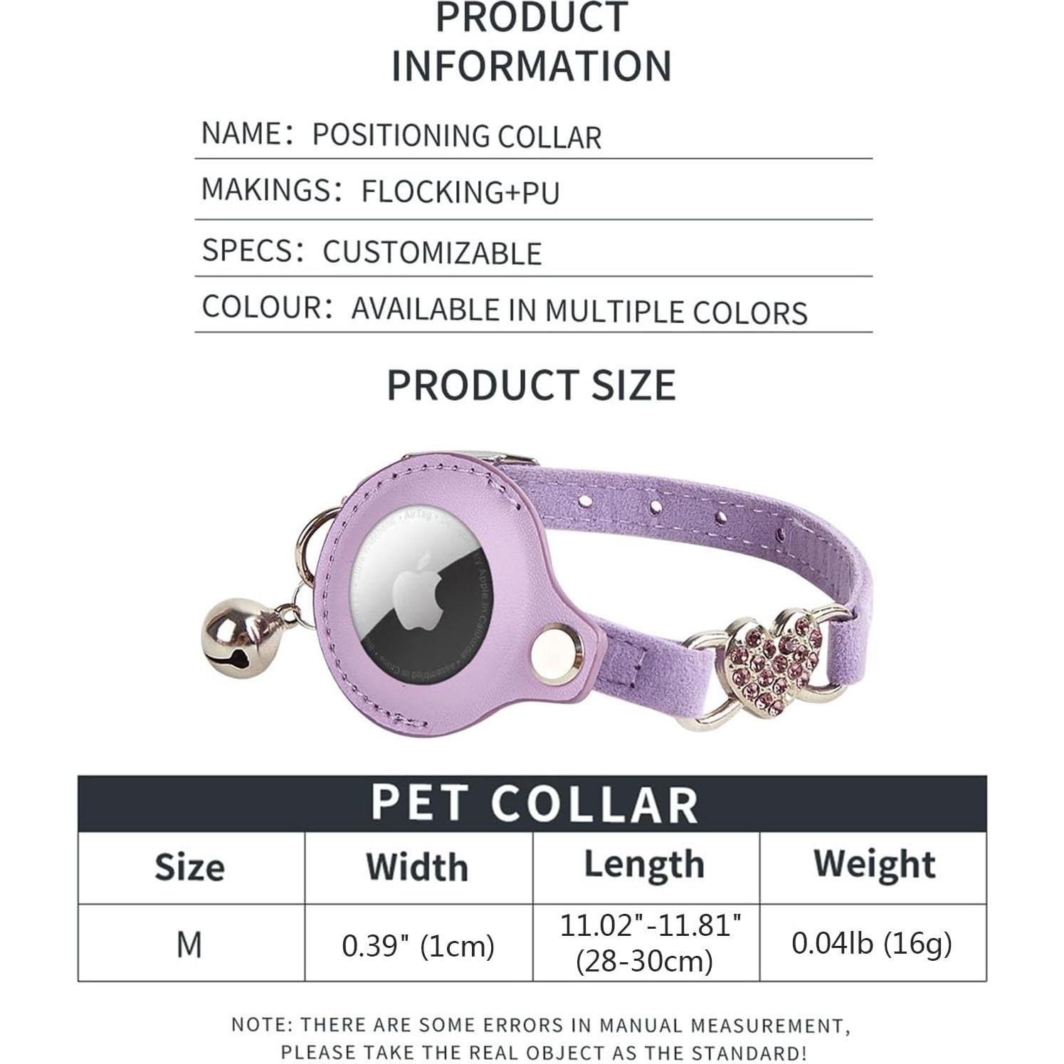 Collar GPS para Gato ANNUOZE con Air Tag - Cuero Rosa 28-30 cm