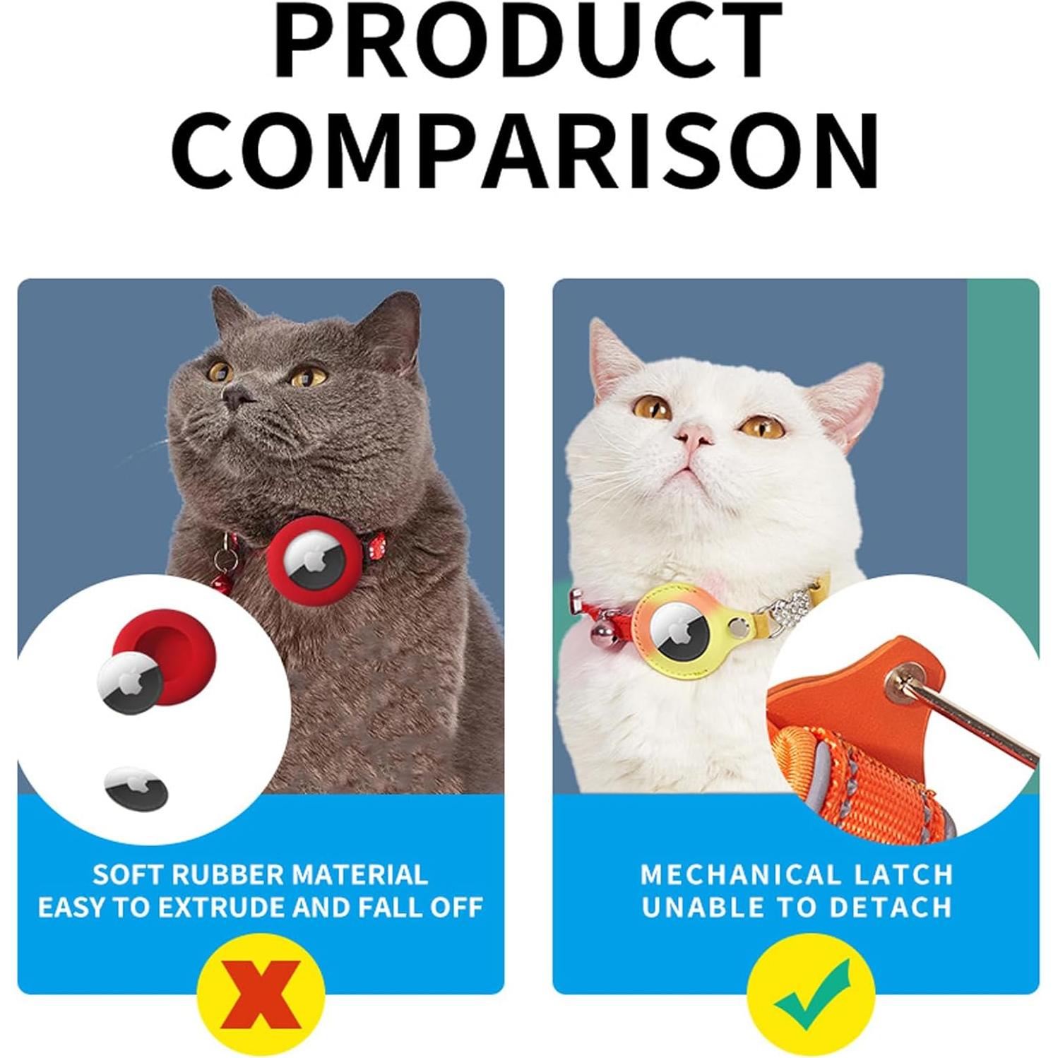 Collar GPS para Gato ANNUOZE con Air Tag - Cuero Rosa 28-30 cm