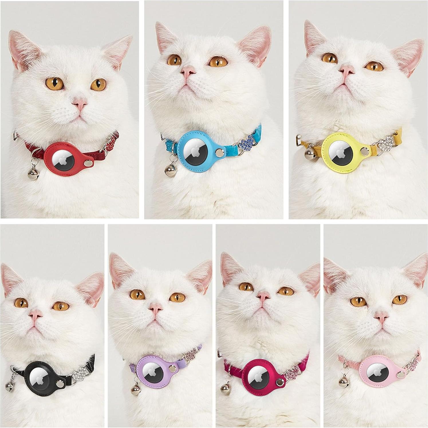 Collar GPS para Gato ANNUOZE con Air Tag - Cuero Rosa 28-30 cm