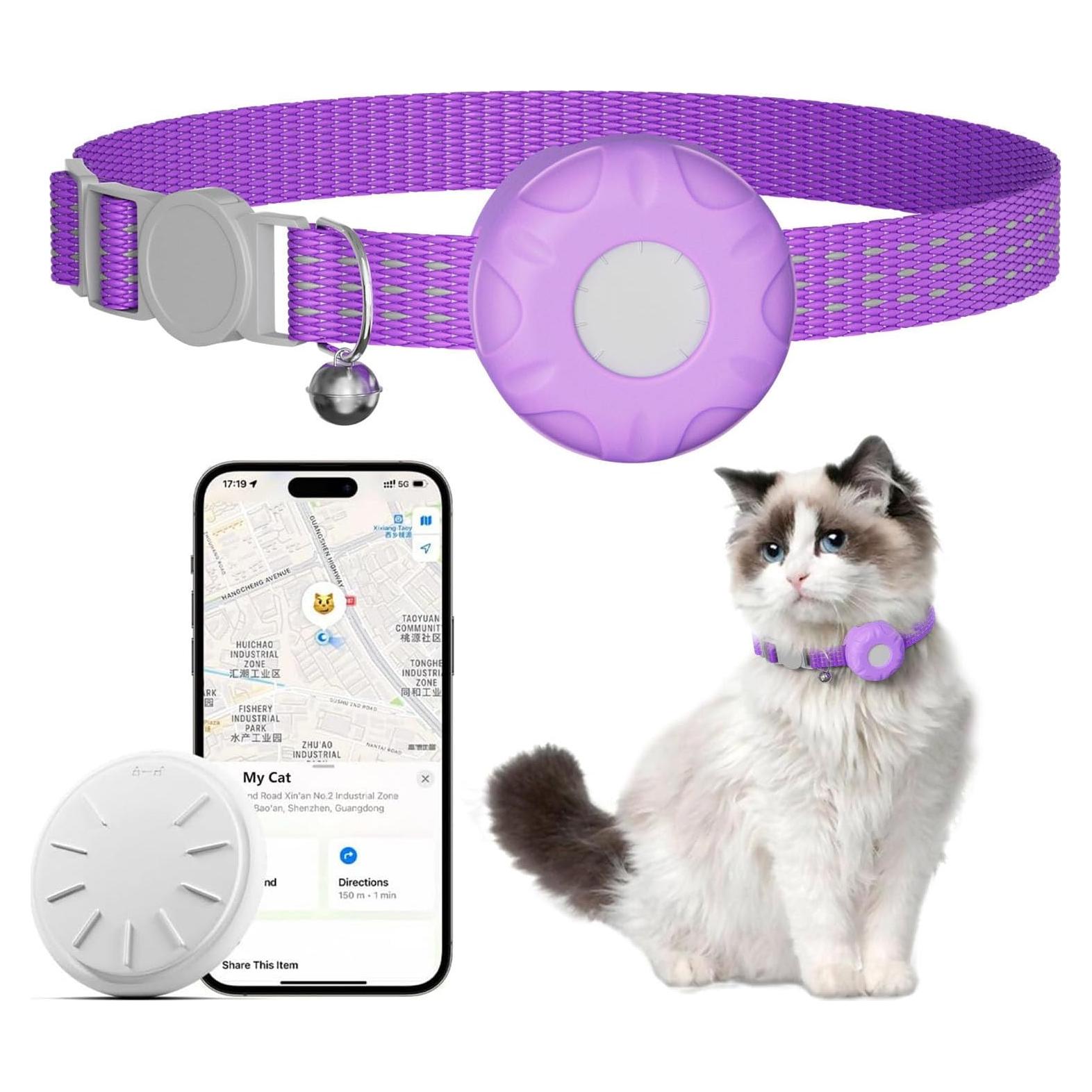 Collar Localizador GPS para Gatos ZITTZ Morado, Sin Cuota Mensual