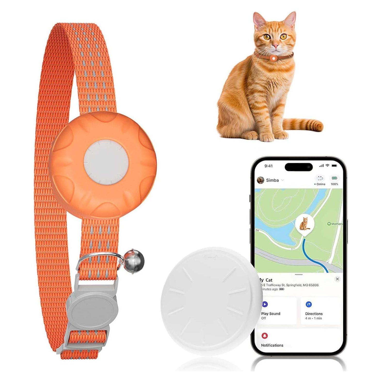 Rastreador GPS para Gatos ZFSJTAG Naranja, Sin Cuota Mensual