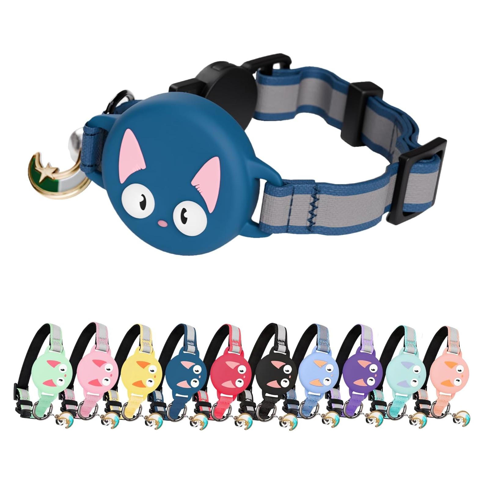 Collar para Gato KittyTag con Soporte para AirTag Azul Marino 22-30 cm