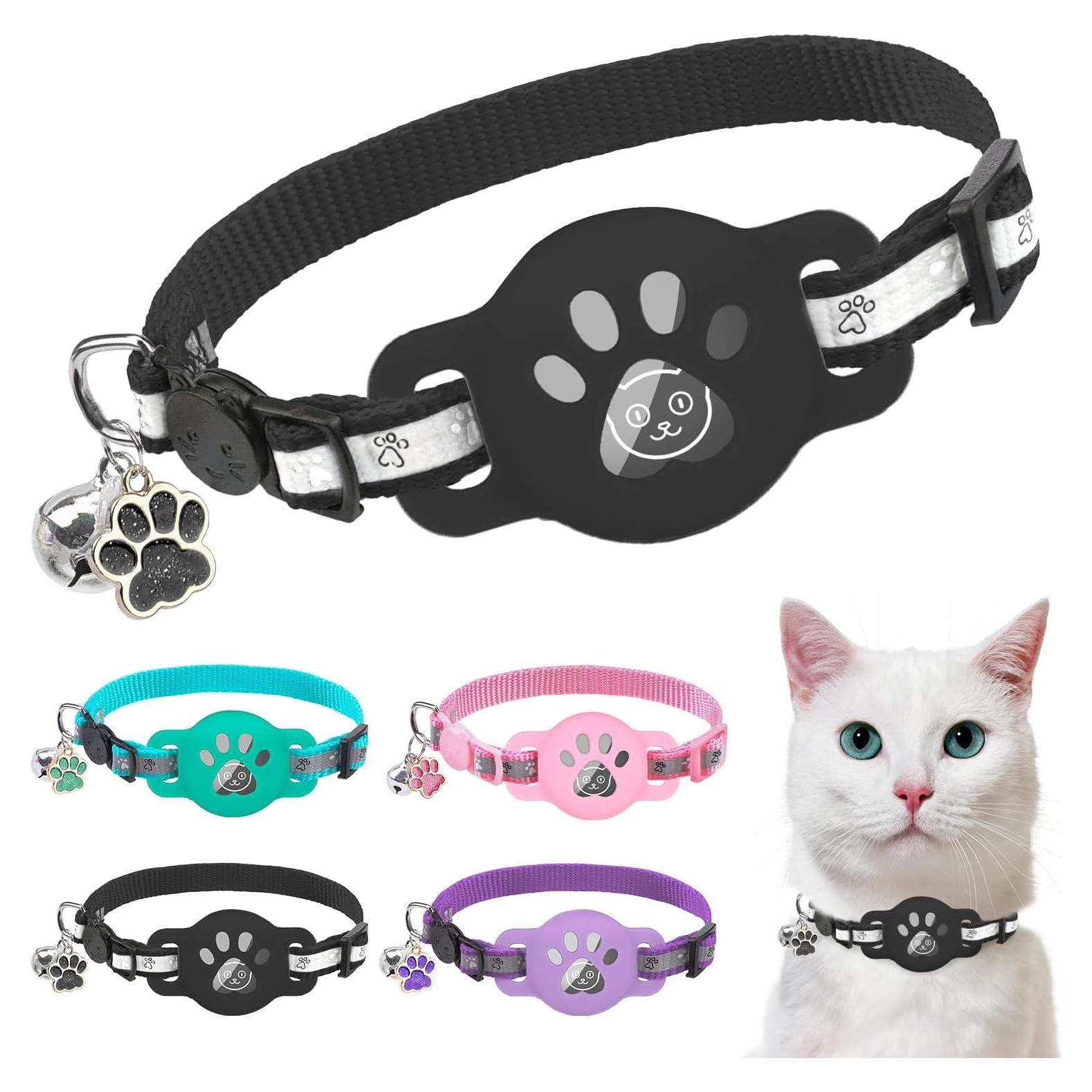 Collar para Gato SCENEREAL Negro con Soporte para AirTag