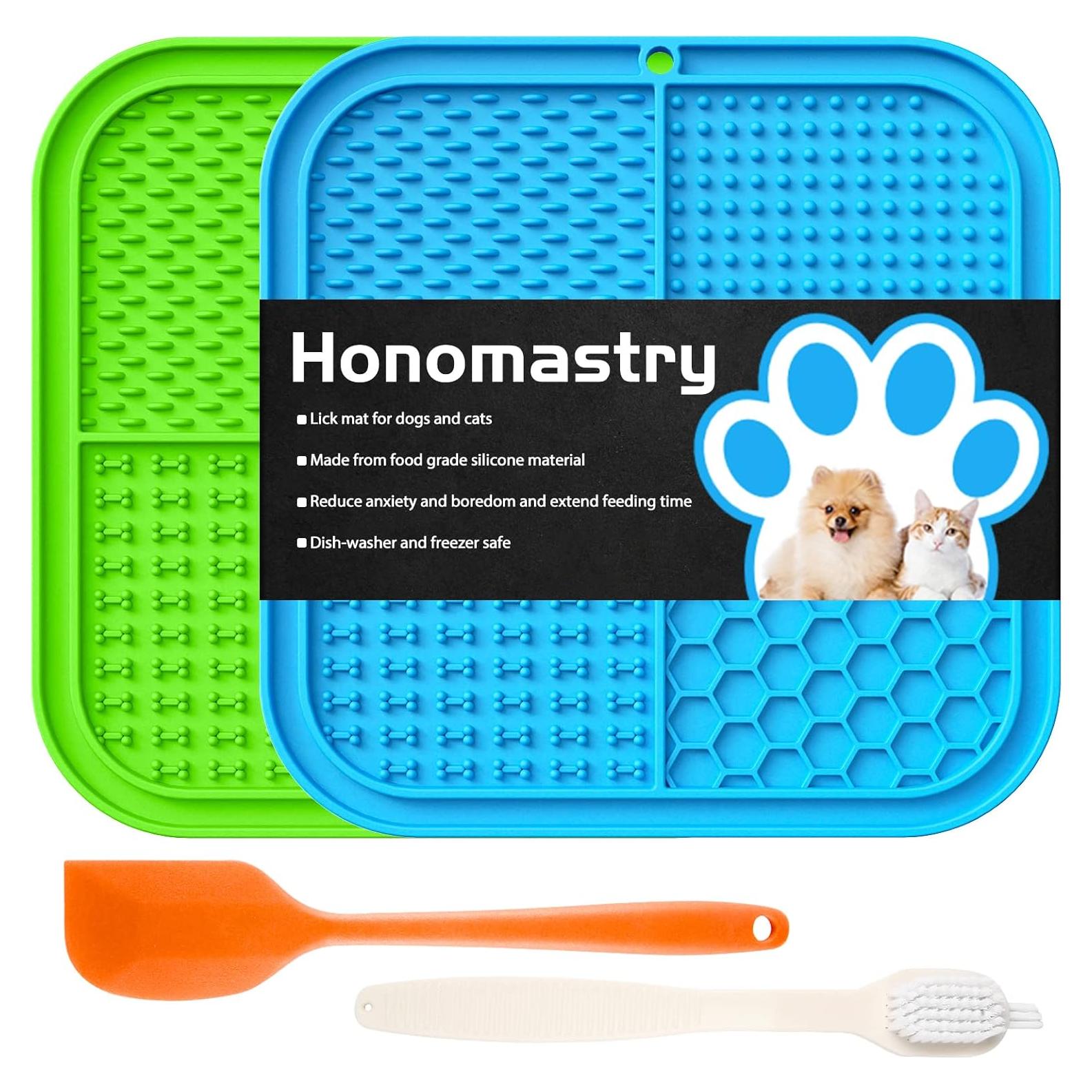 Alfombrilla Lick Honomastry 20cm para Perros - 2 Pack Azul y Verde