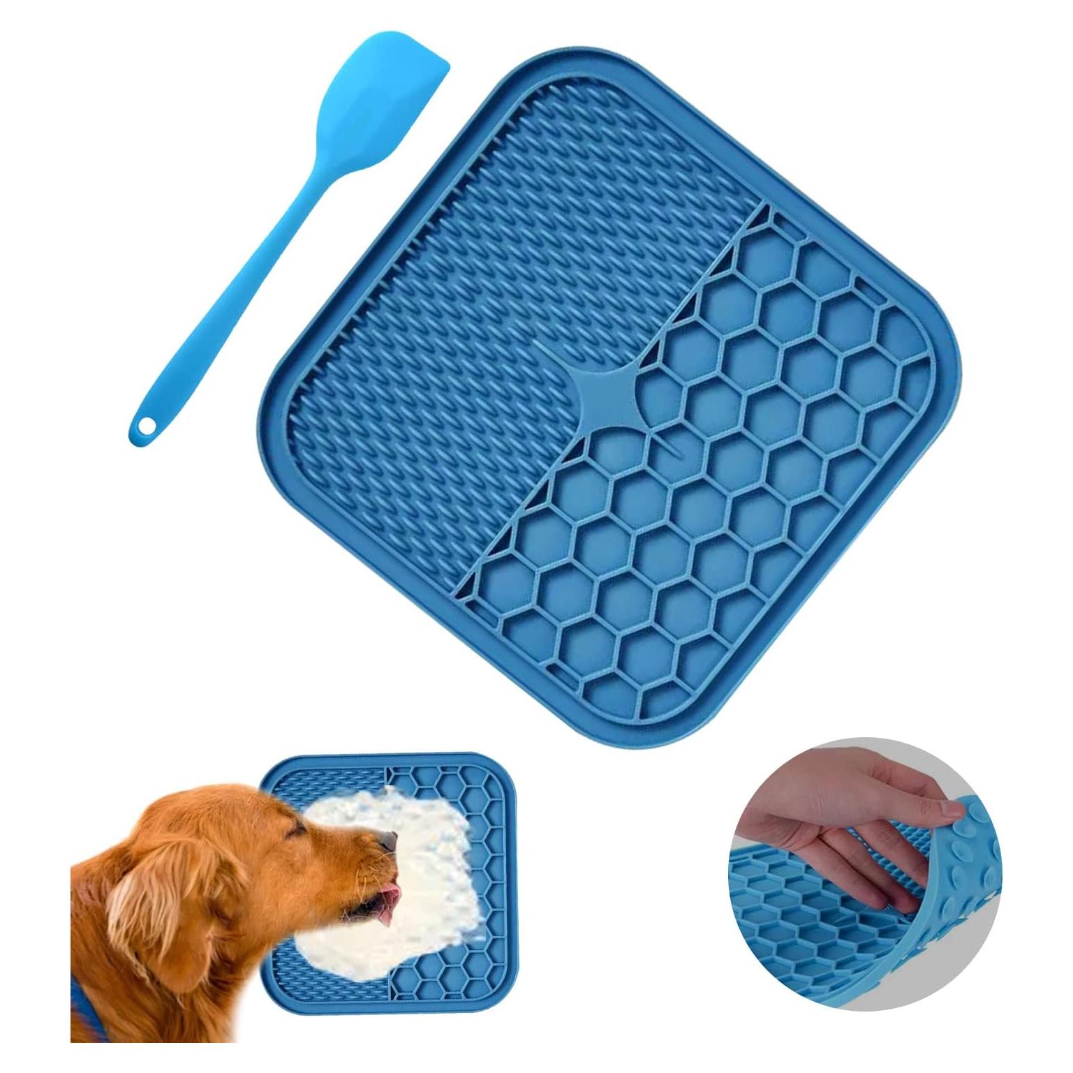 Alfombrilla de Alimentación Lenta para Perros y Gatos Azul - Silicona No Tóxica