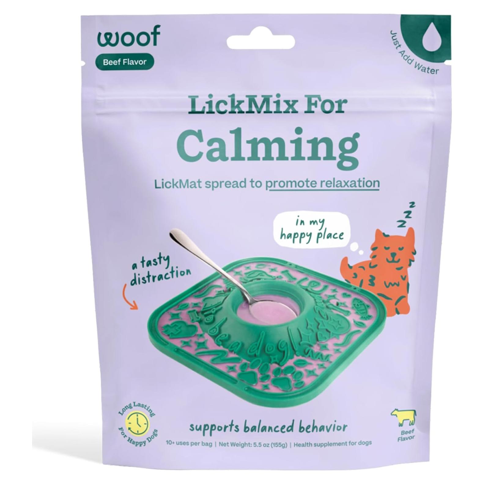 LickMix Calmante WOOF - Alfombrilla de Lamer para Perros 168g
