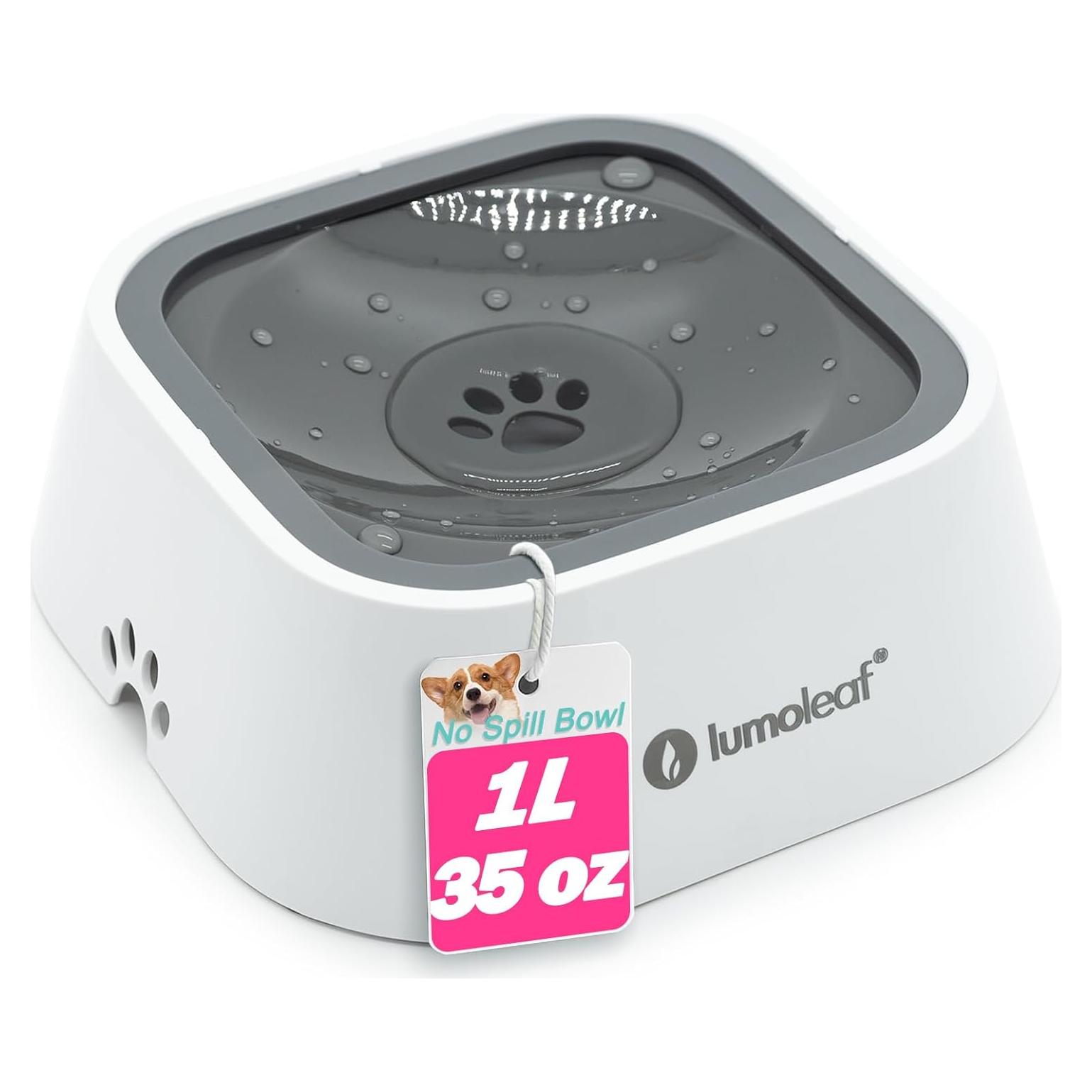 Cuenco de Agua Antiderrame LumoLeaf 1.04L para Perros