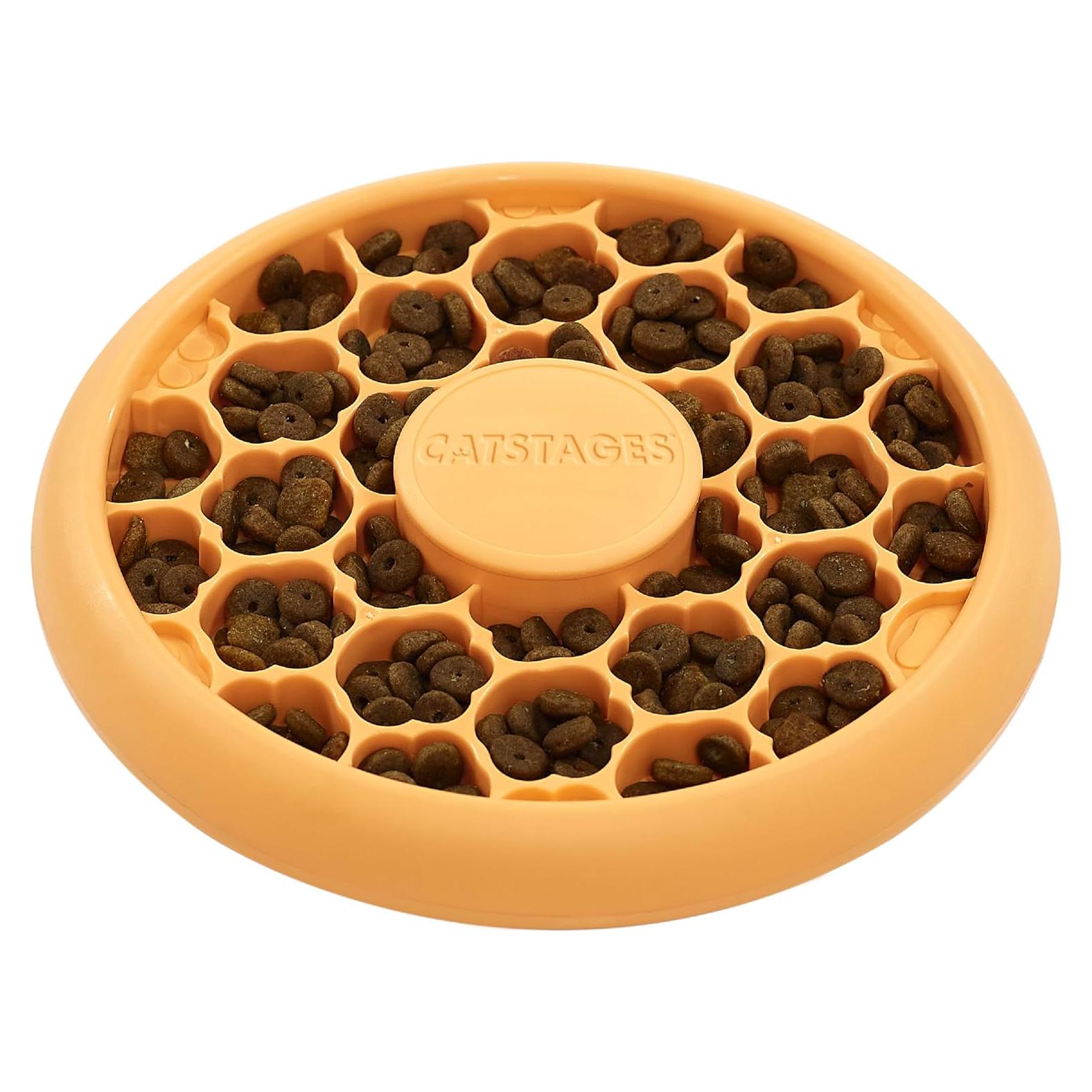 Tazón de Comida Lenta para Gatos Catstages, 1/2 Taza, Naranja