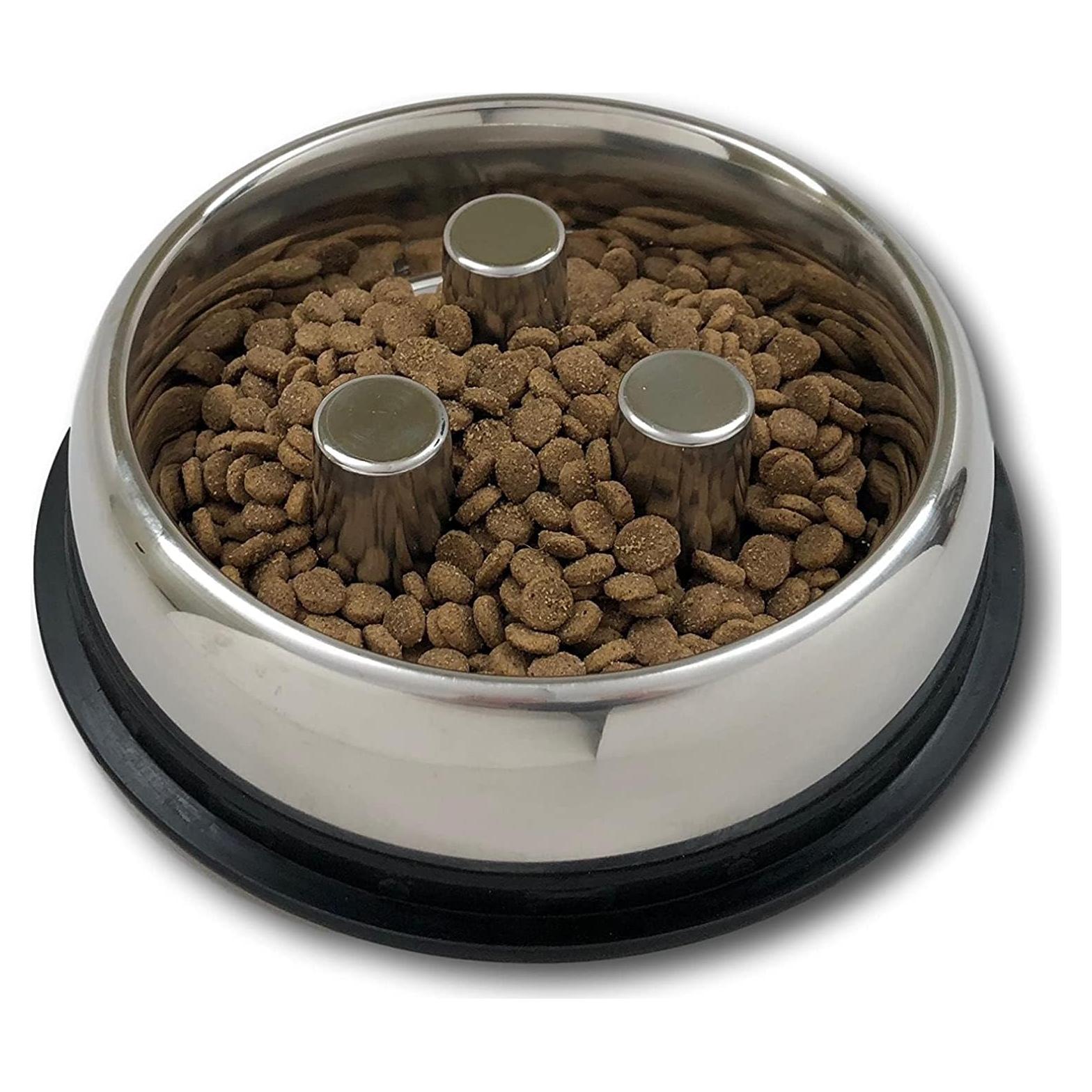 Tazón de Acero Inoxidable QT Dog Brake-Fast 0.47 L Antideslizante