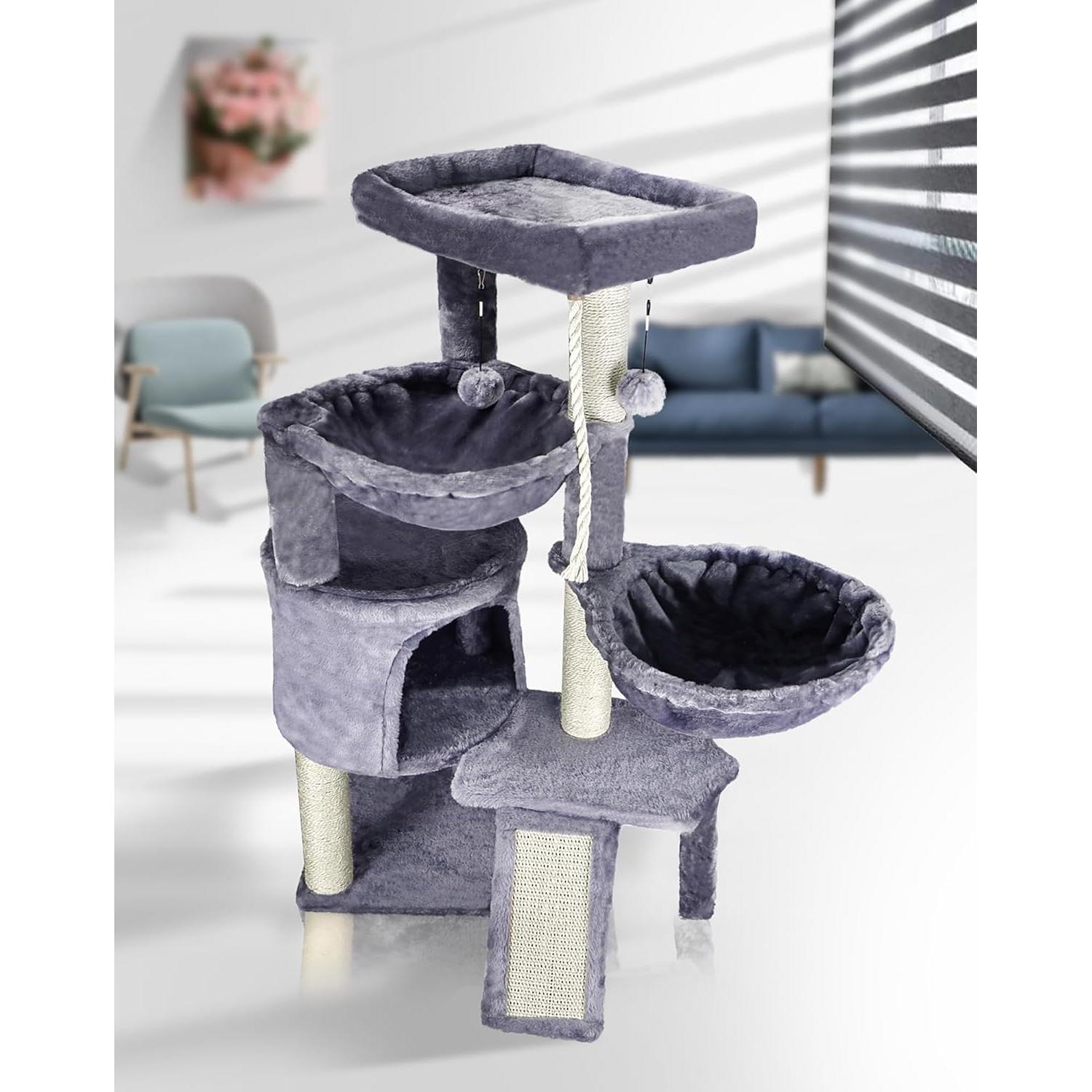 Árbol para Gatos Smouatou 3 Capas con Hamacas y Condominio Gris