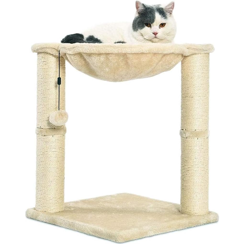 Torre para Gatos Amazon Basics con Hamaca y Rascador Beige