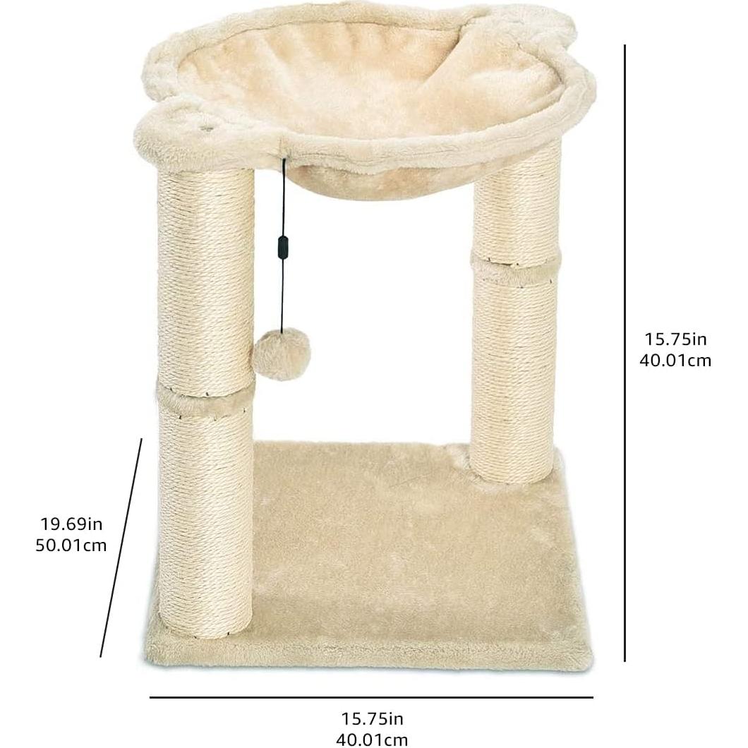 Torre para Gatos Amazon Basics con Hamaca y Rascador Beige